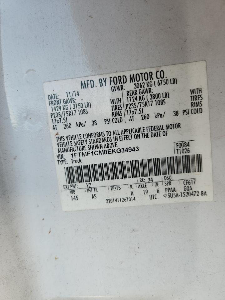 2014 Ford F150 White vin: 1FTMF1CM0EKG34943