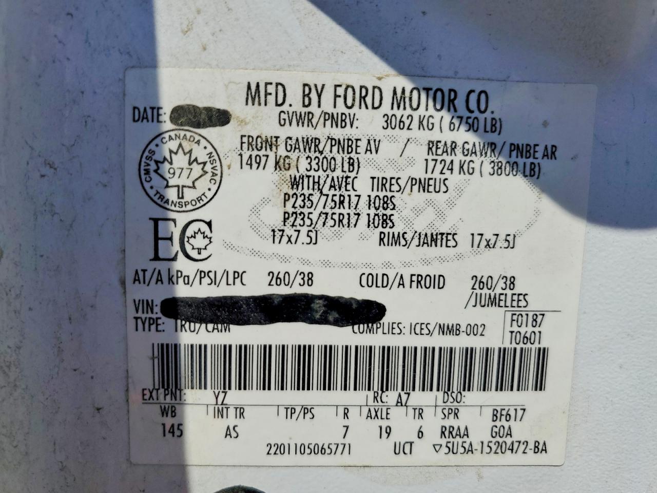2012 Ford F150 White vin: 1FTMF1CM1CFC37571