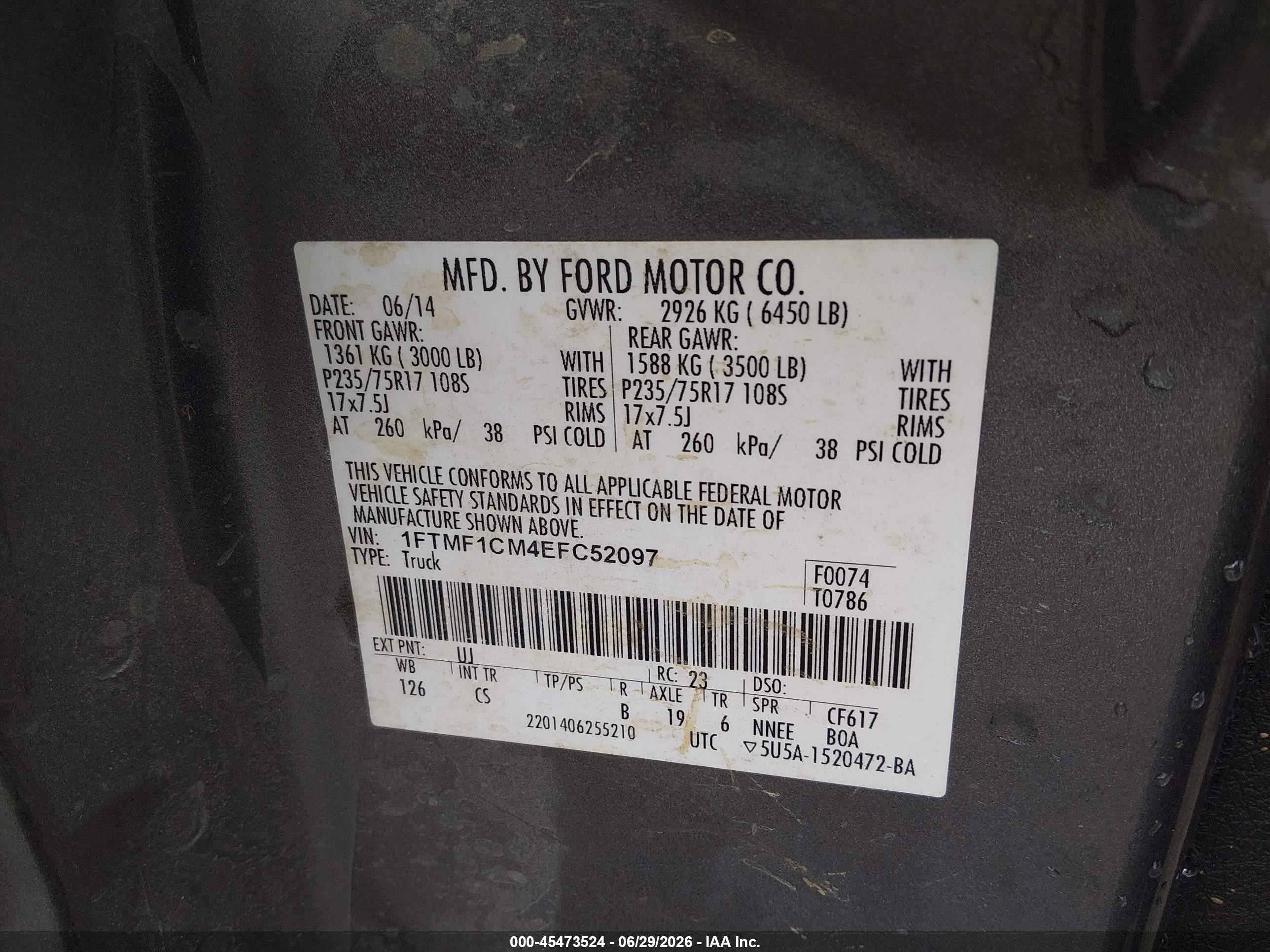 2014 Ford F-150 Stx Gray vin: 1FTMF1CM4EFC52097