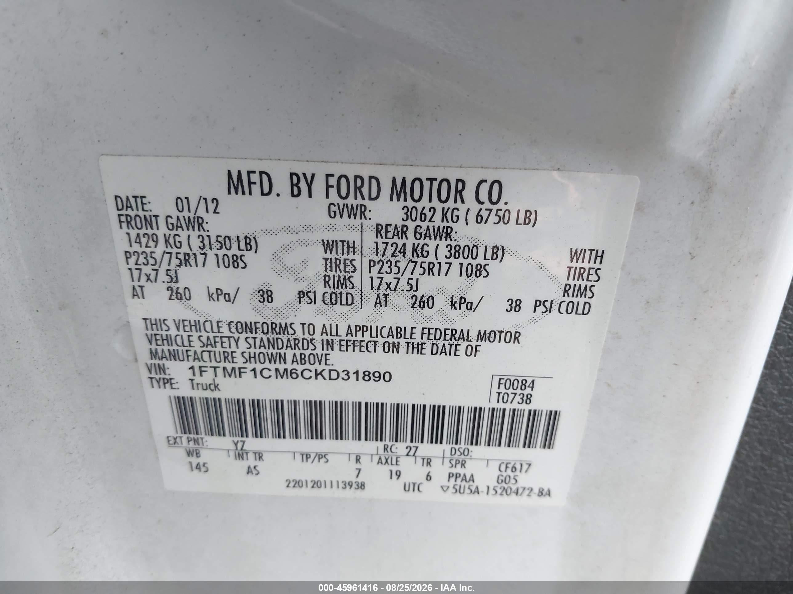 2012 Ford F-150 Xl Teal vin: 1FTMF1CM6CKD31890