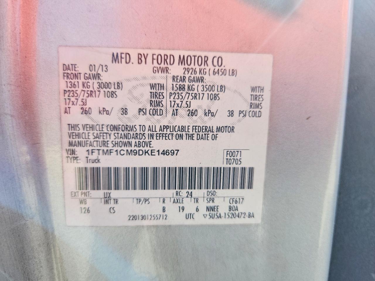 2013 Ford F150 Silver vin: 1FTMF1CM9DKE14697