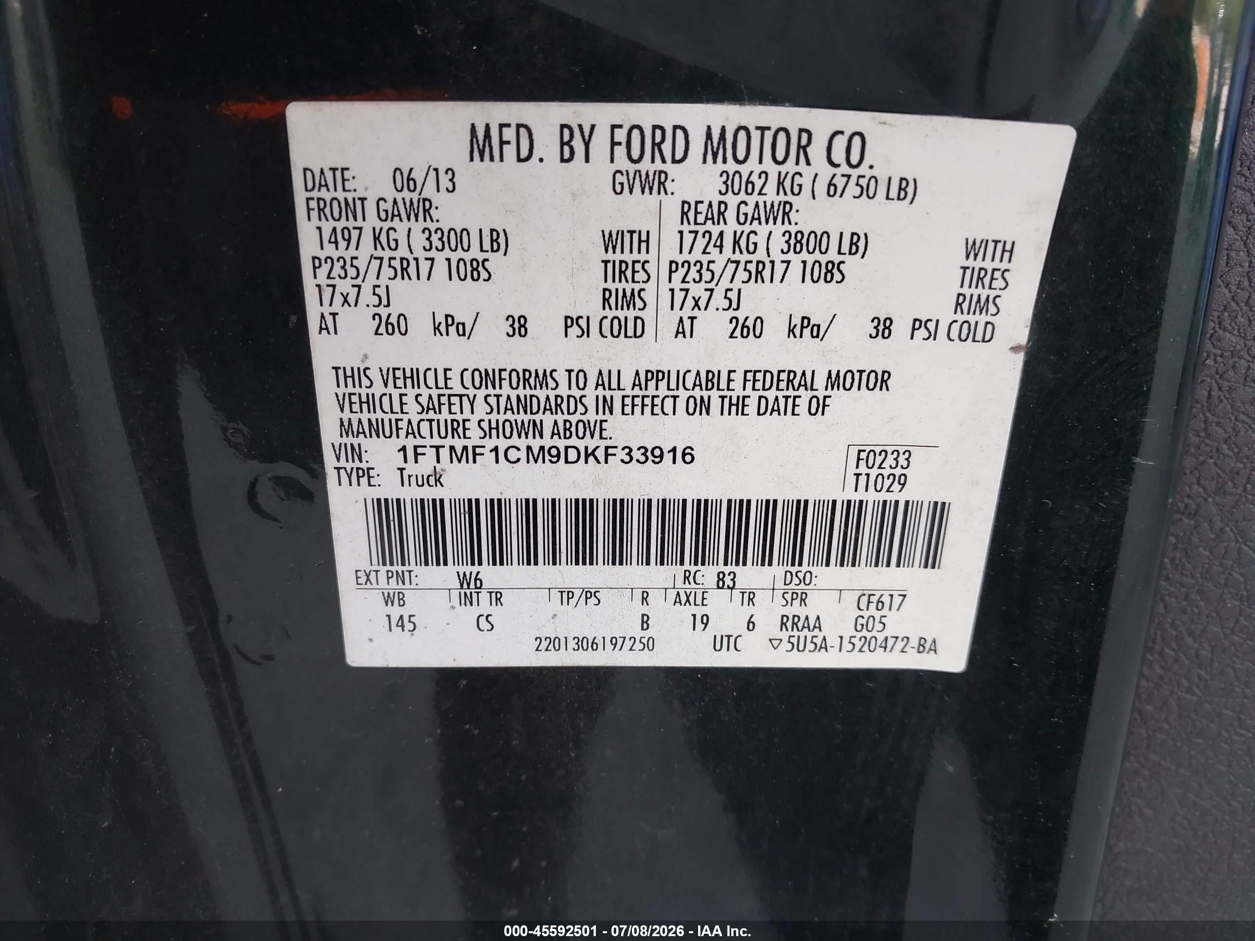 2013 Ford F-150 Xl Blue vin: 1FTMF1CM9DKF33916