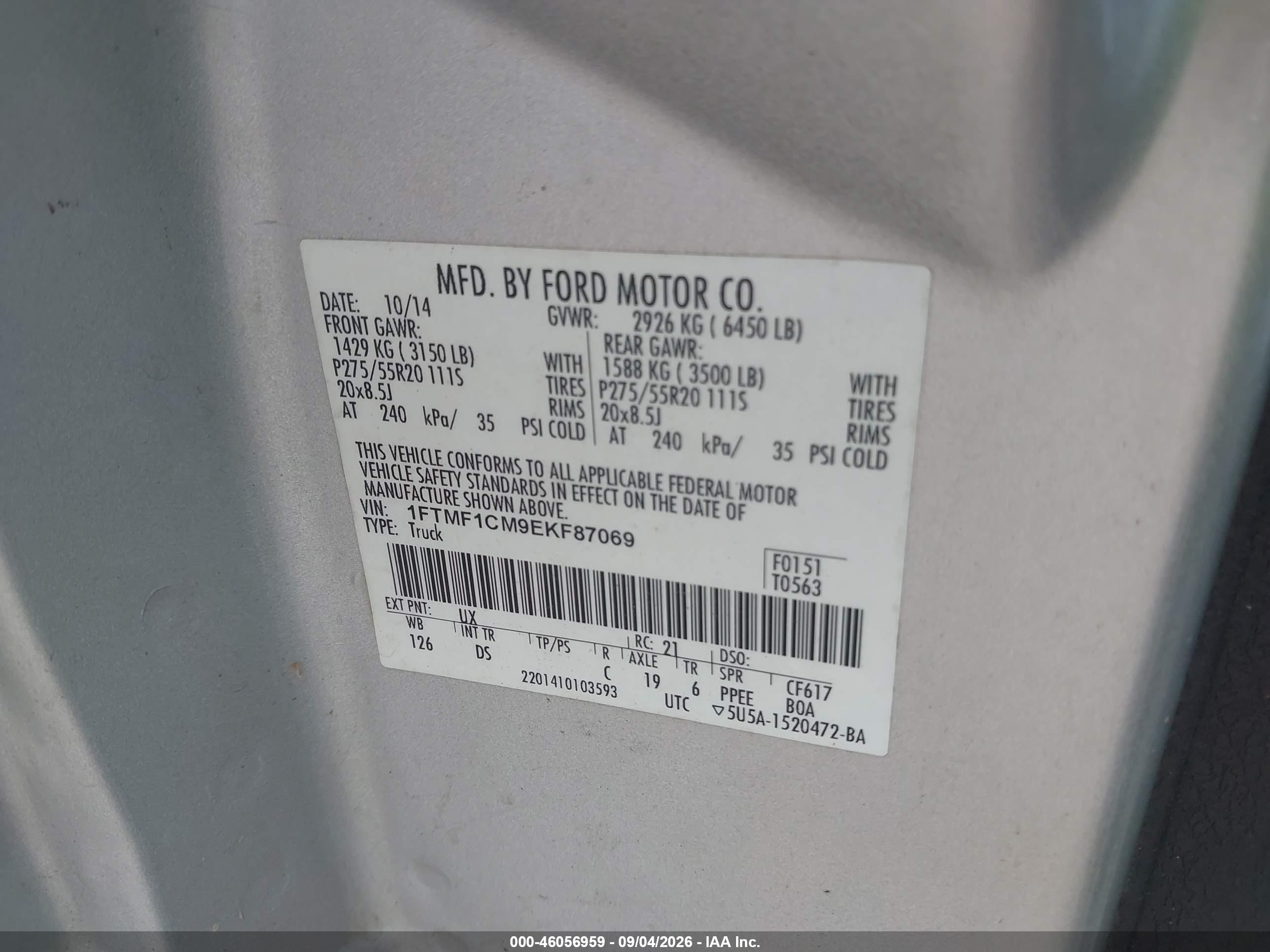 2014 Ford F-150 Stx Gray vin: 1FTMF1CM9EKF87069