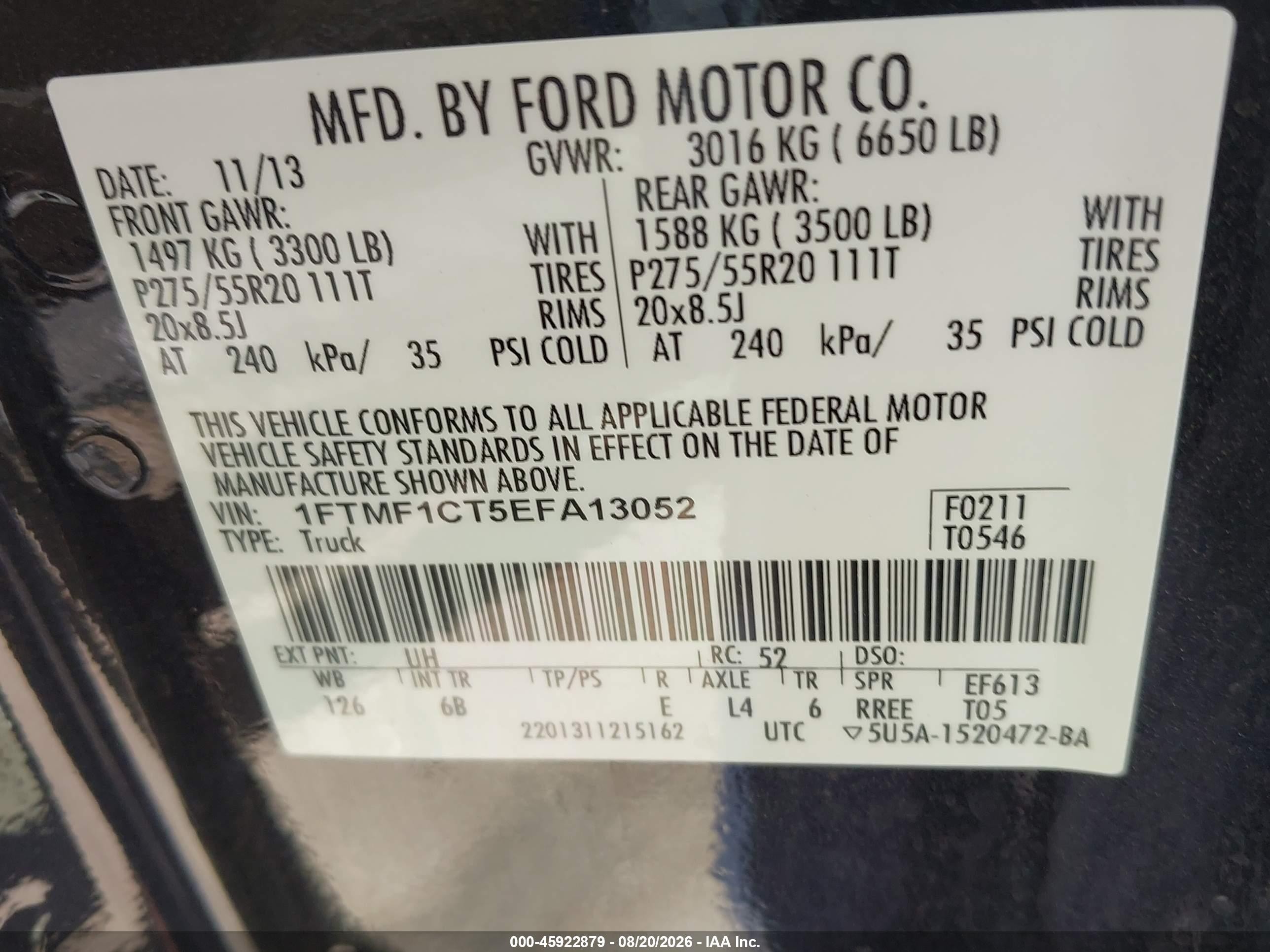 2014 Ford F-150 Fx2 Tremor Black vin: 1FTMF1CT5EFA13052
