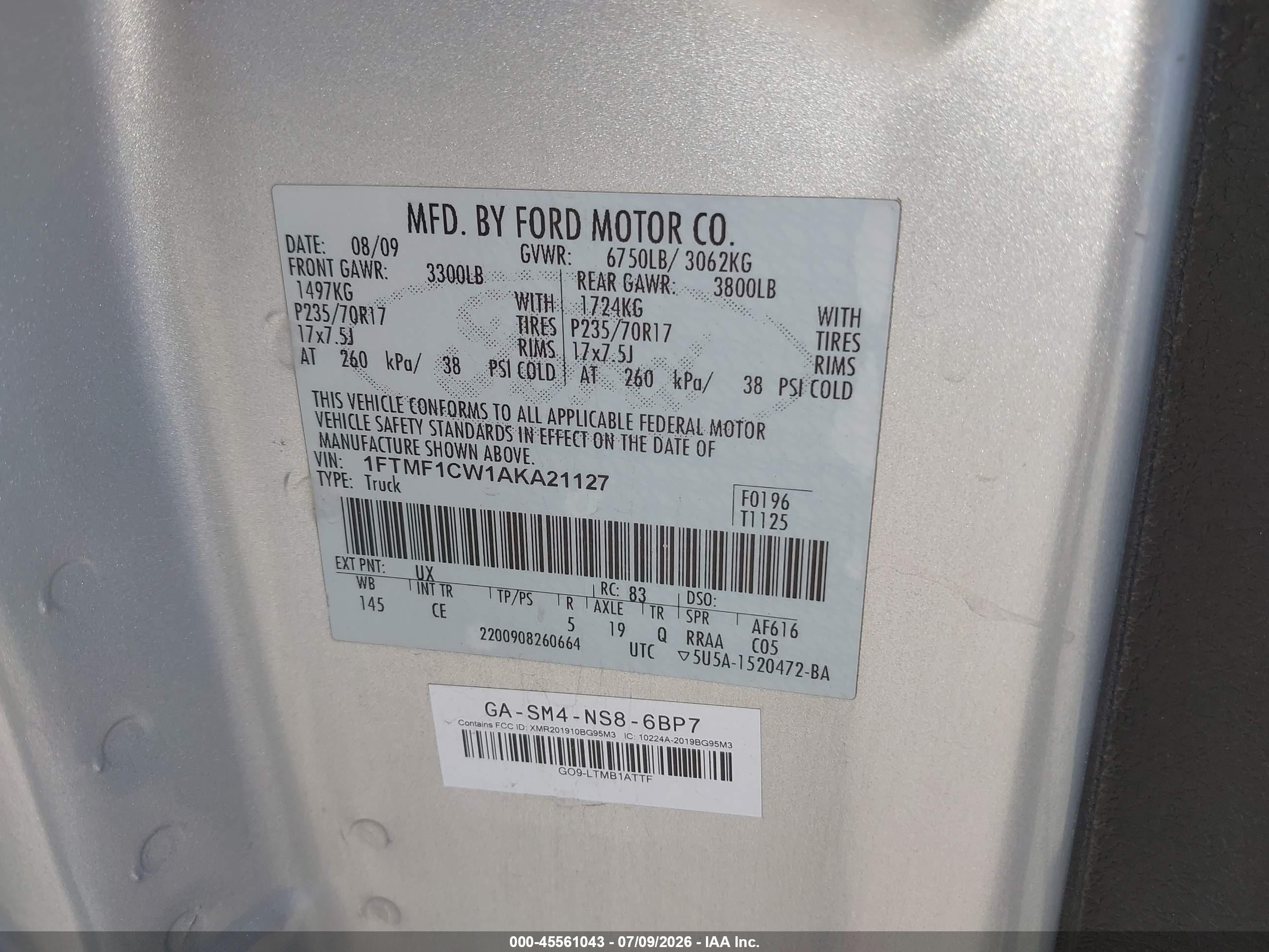 2010 Ford F-150   Gray vin: 1FTMF1CW1AKA21127