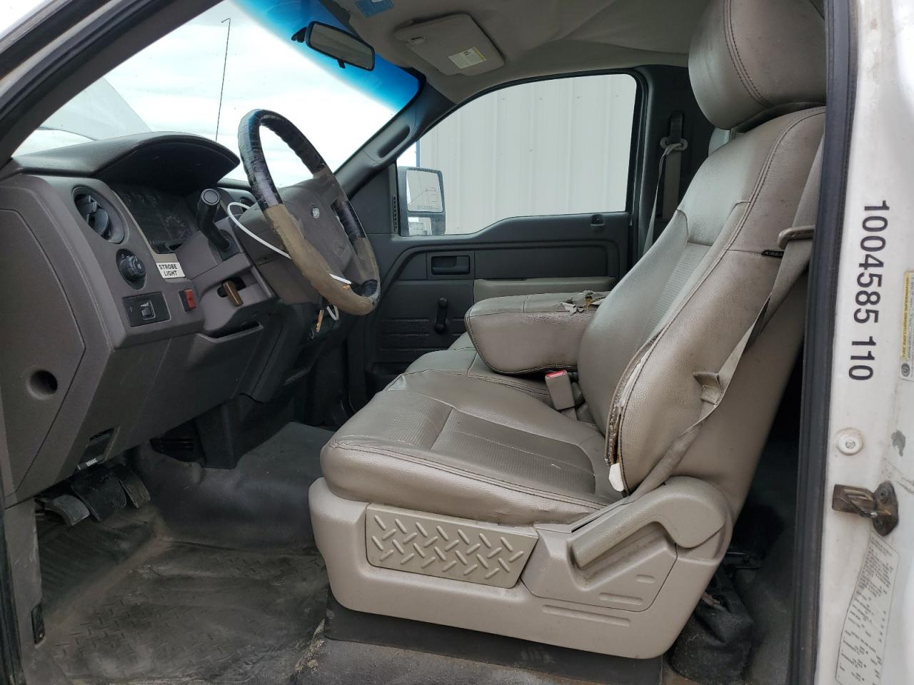 2010 Ford F150 White vin: 1FTMF1CW3AKB55329 Damage: Left Front Seat, Torn, > 12 Inches