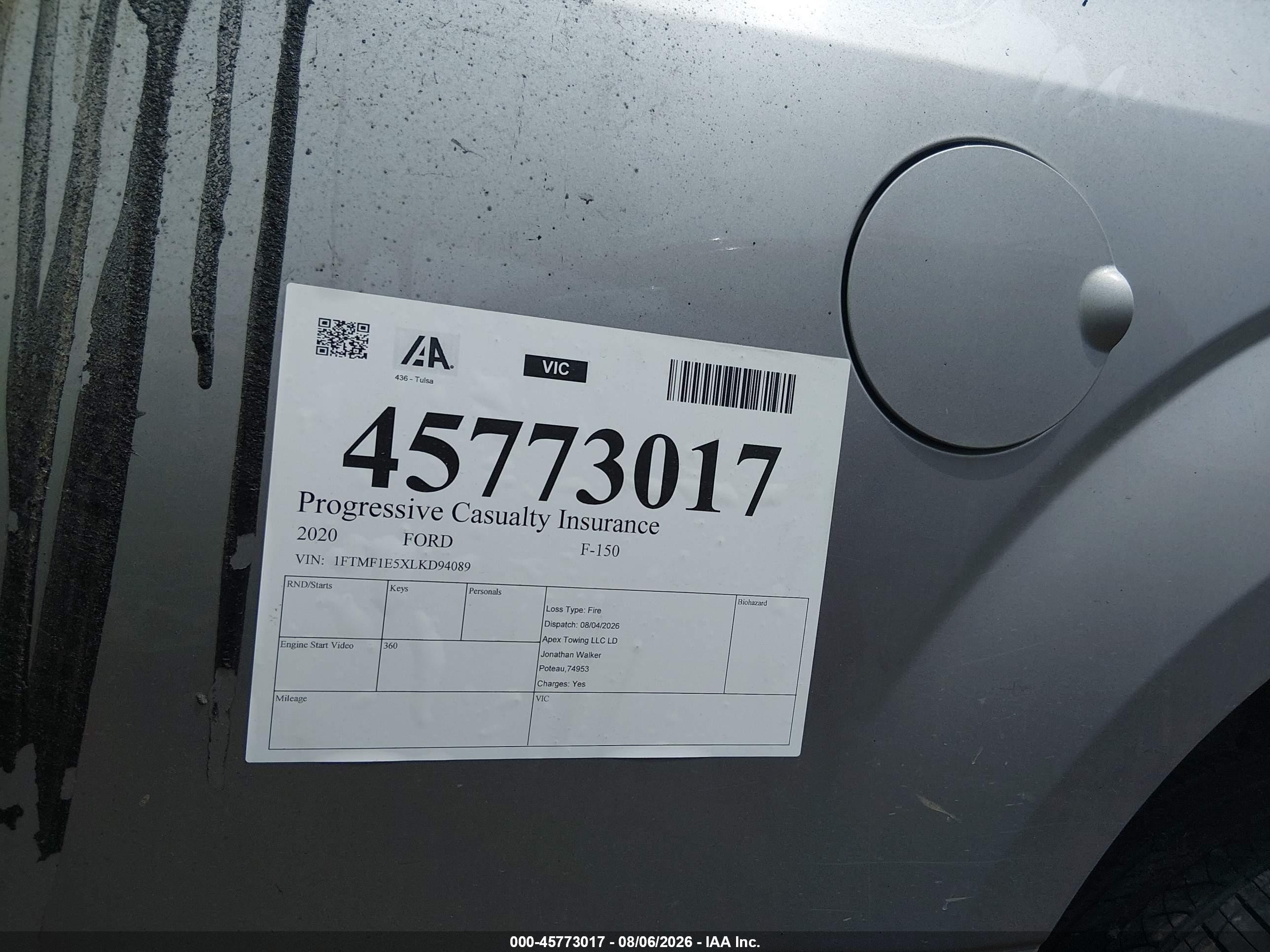 2020 Ford F-150 Xl Серый vin: 1FTMF1E5XLKD94089