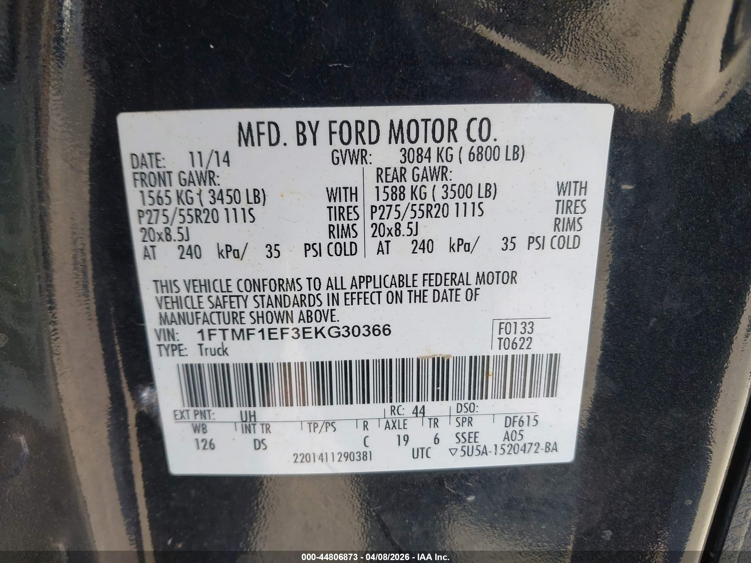 2014 Ford F-150 Stx Black vin: 1FTMF1EF3EKG30366