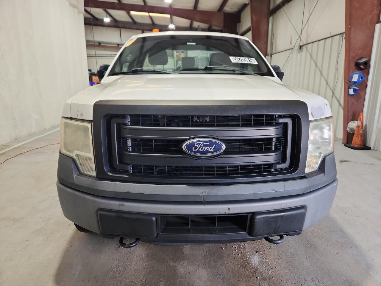 2014 Ford F150 White vin: 1FTMF1EM4EKD53418 Damage: Hood, Peeling, 4 To 5 Inches
