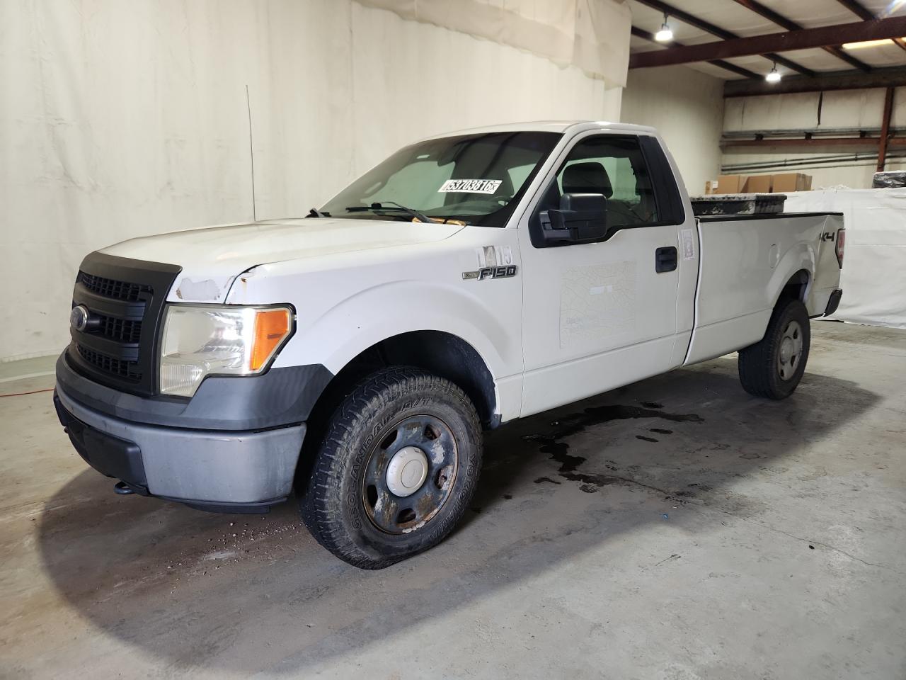 2014 Ford F150 White vin: 1FTMF1EM4EKD53418 Damage: Left Front Fender, Dent(S) W/ Paint Dmg, 5 To 6 Inches