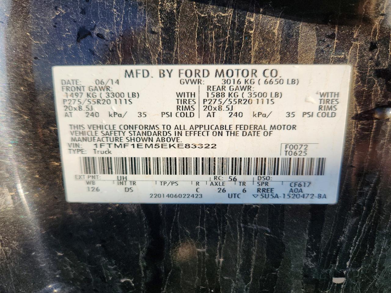 2014 Ford F150 Black vin: 1FTMF1EM5EKE83322