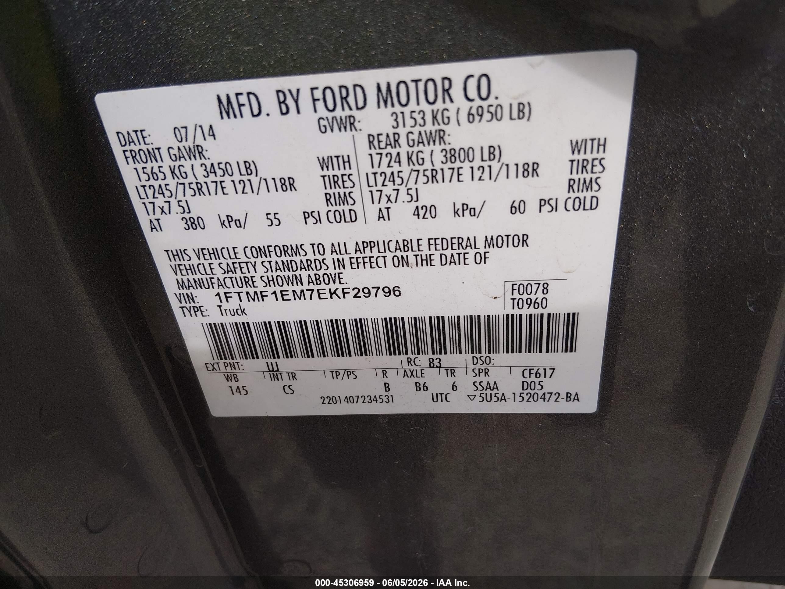 2014 Ford F-150 Xl Серый vin: 1FTMF1EM7EKF29796