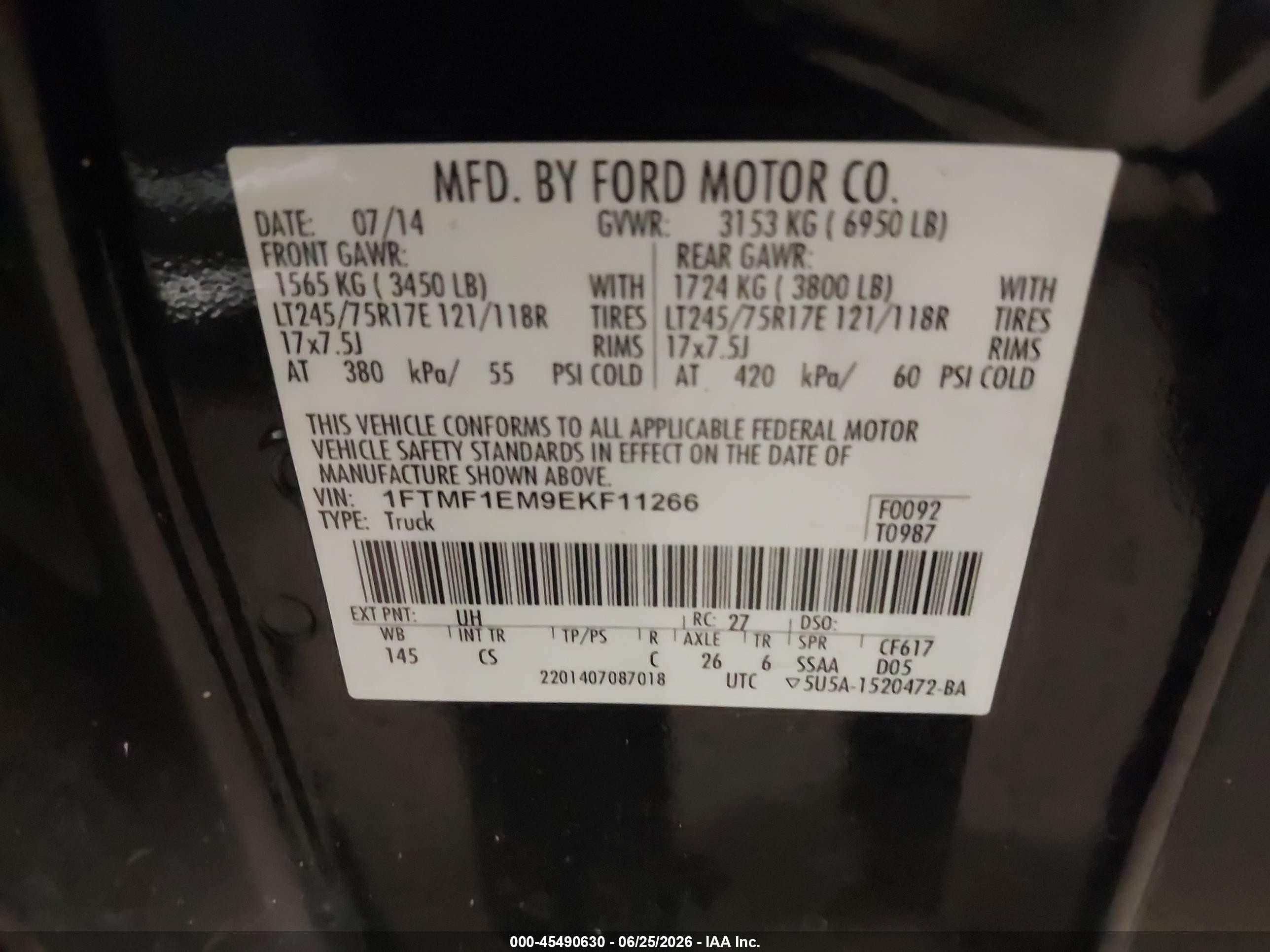 2014 Ford F-150 Xl Black vin: 1FTMF1EM9EKF11266