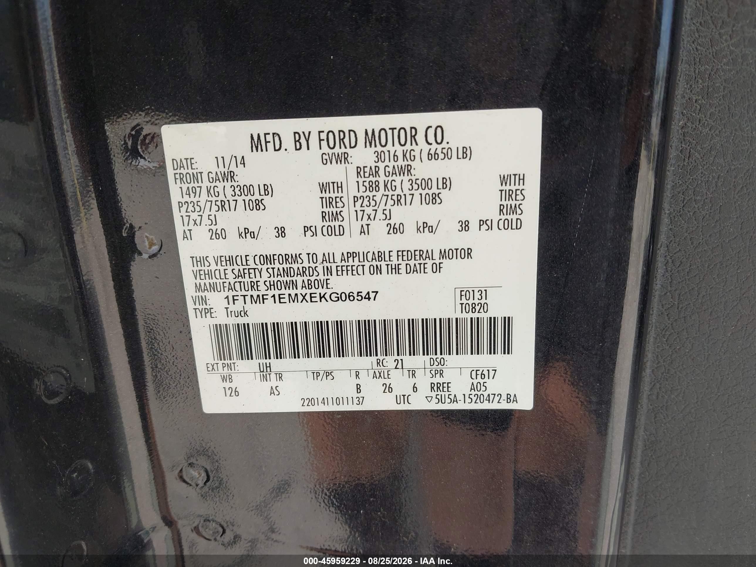 2014 Ford F-150 Xl Black vin: 1FTMF1EMXEKG06547