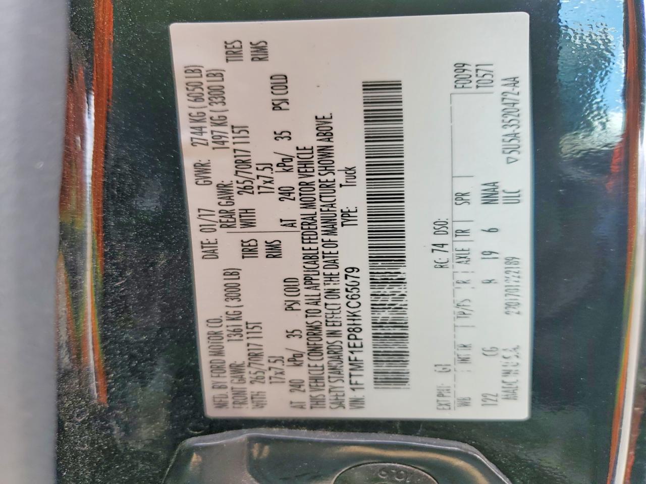 2017 Ford F150 Black vin: 1FTMF1EP8HKC65079