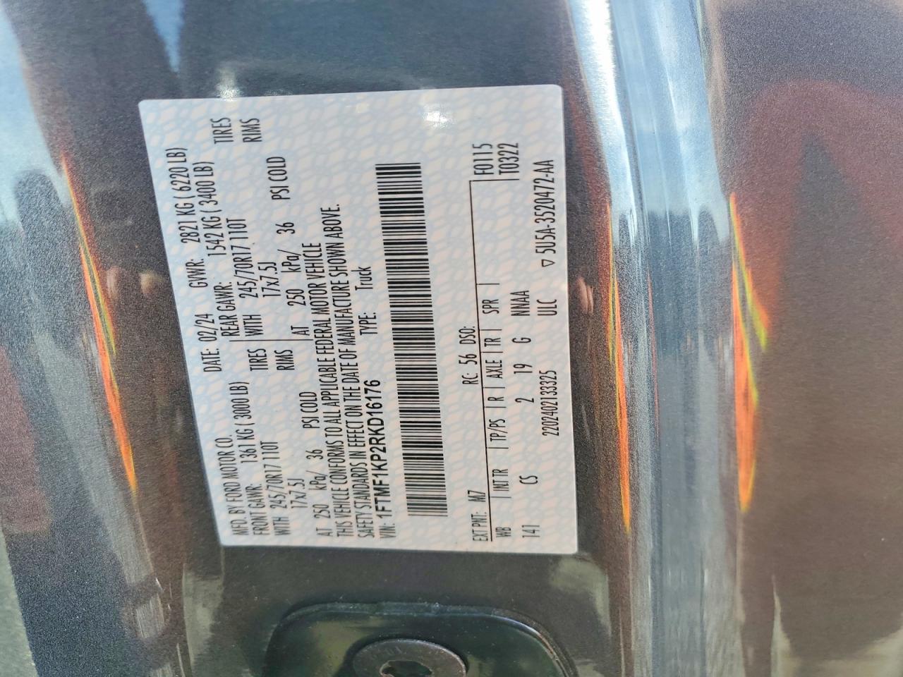 2024 Ford F150 Xl Серый vin: 1FTMF1KP2RKD16176