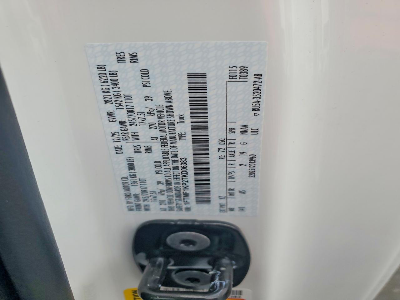 2026 Ford F150 Xl White vin: 1FTMF1KP2TKD06383