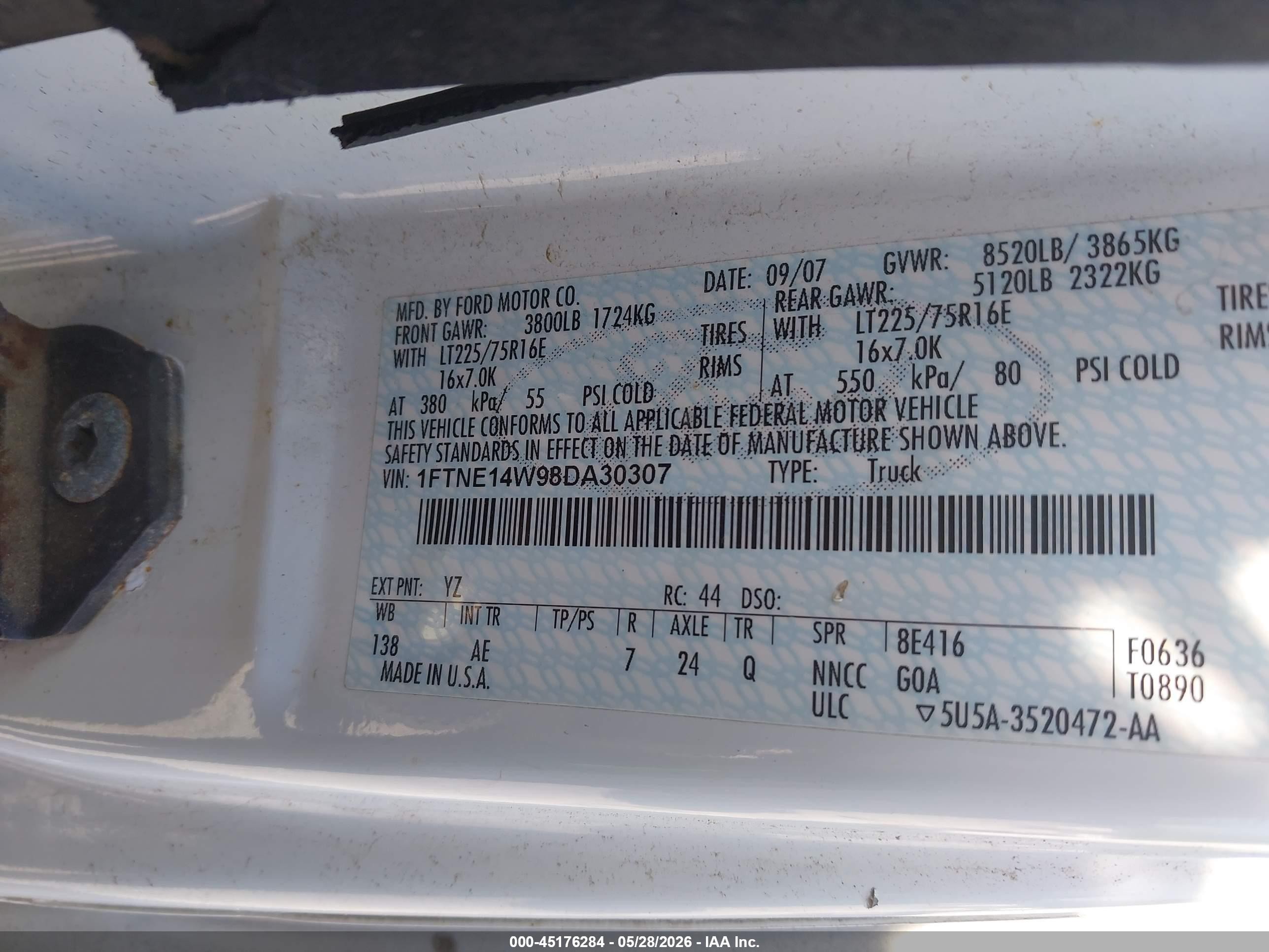 2008 Ford E-150 Commercial/recreational Silver vin: 1FTNE14W98DA30307