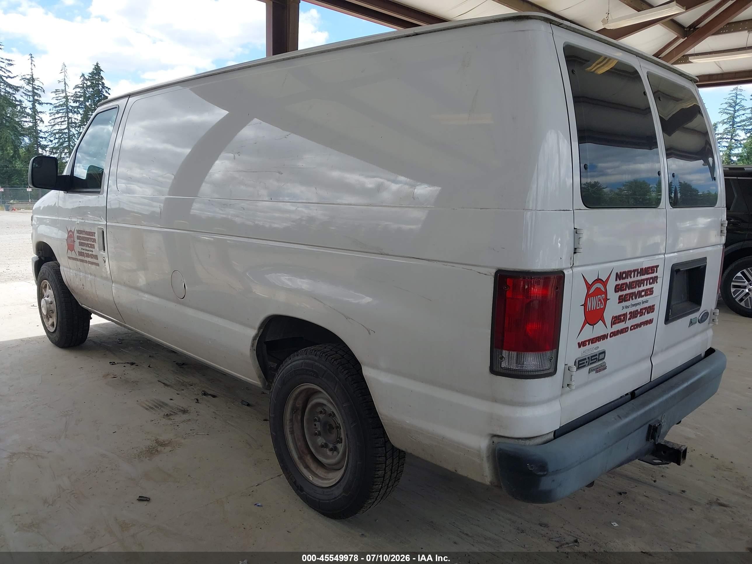 2012 Ford E-150 Commercial/recreational White vin: 1FTNE1EW1CDA01262