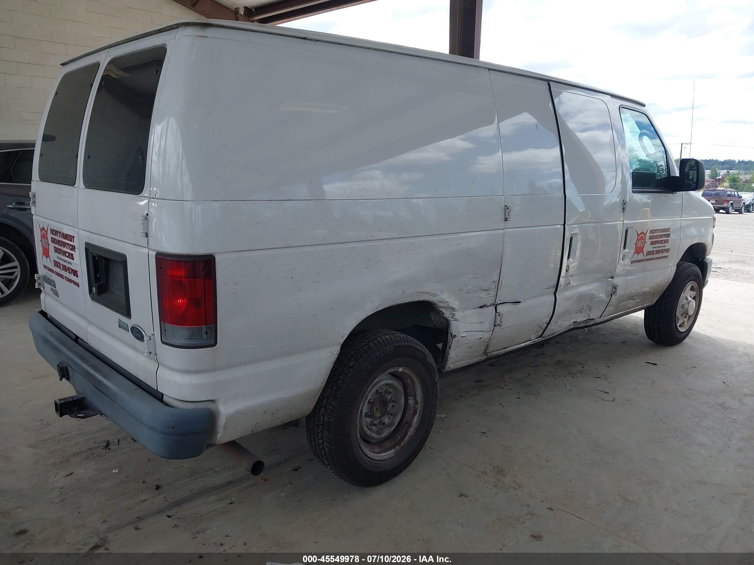 2012 Ford E-150 Commercial/recreational White vin: 1FTNE1EW1CDA01262