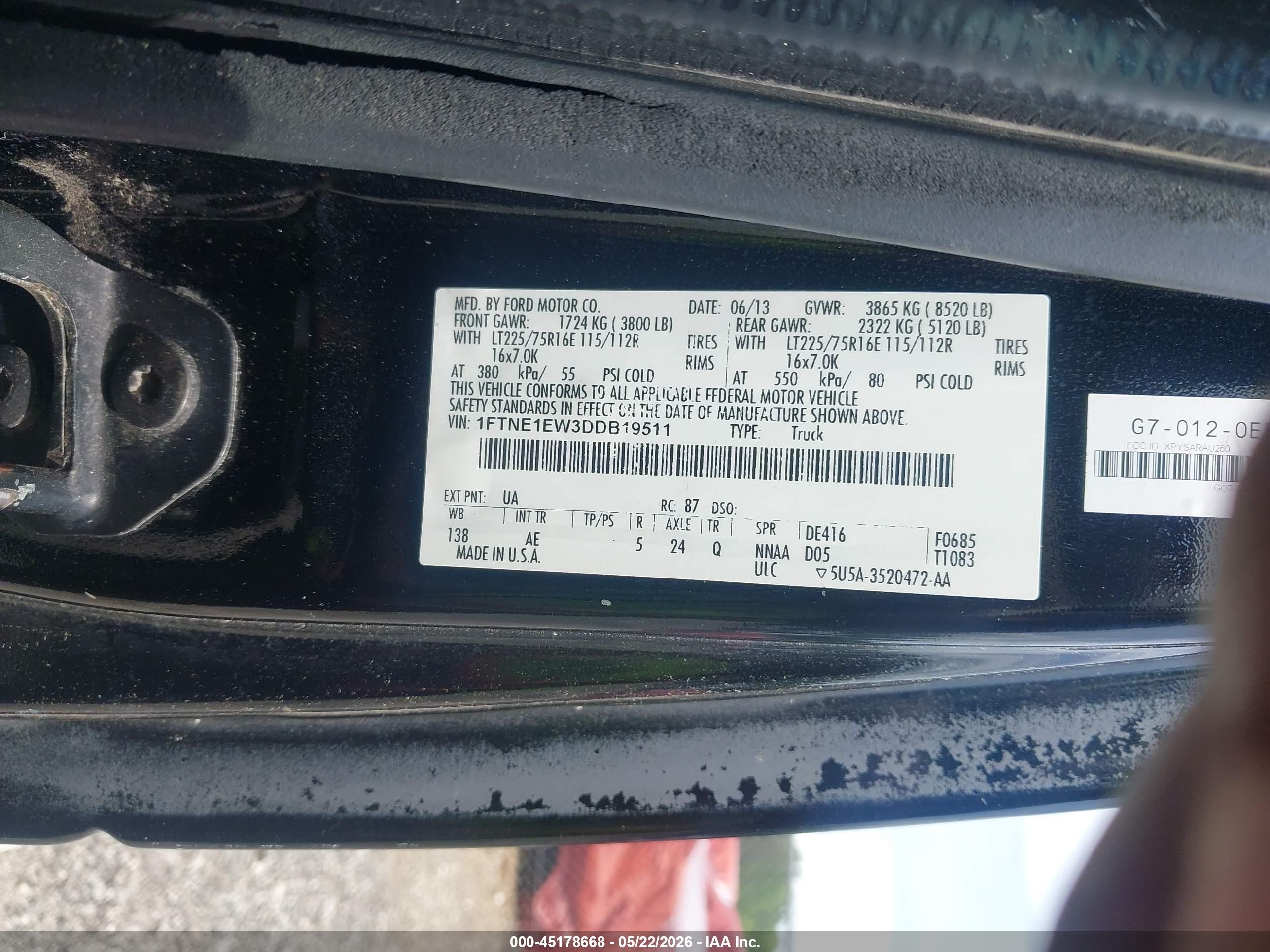 2013 Ford E-150 Commercial Black vin: 1FTNE1EW3DDB19511