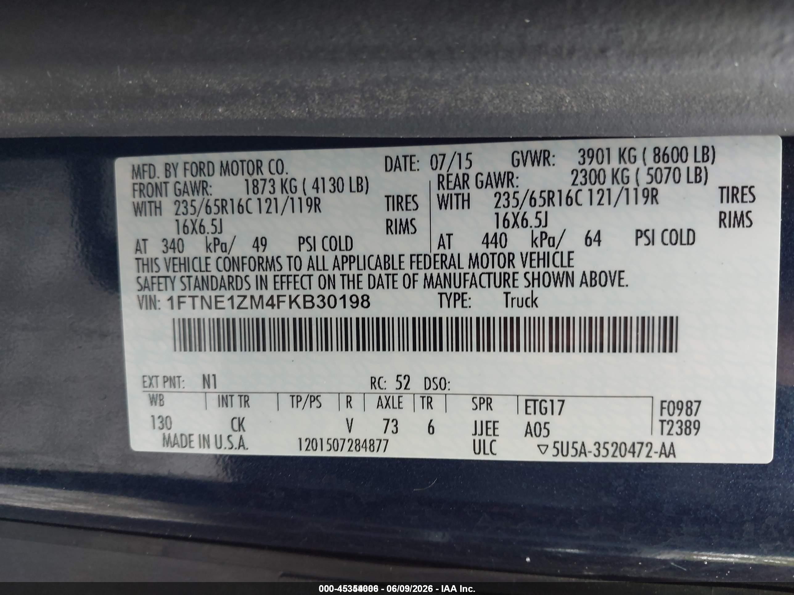 2015 Ford Transit-150   Dark Blue vin: 1FTNE1ZM4FKB30198