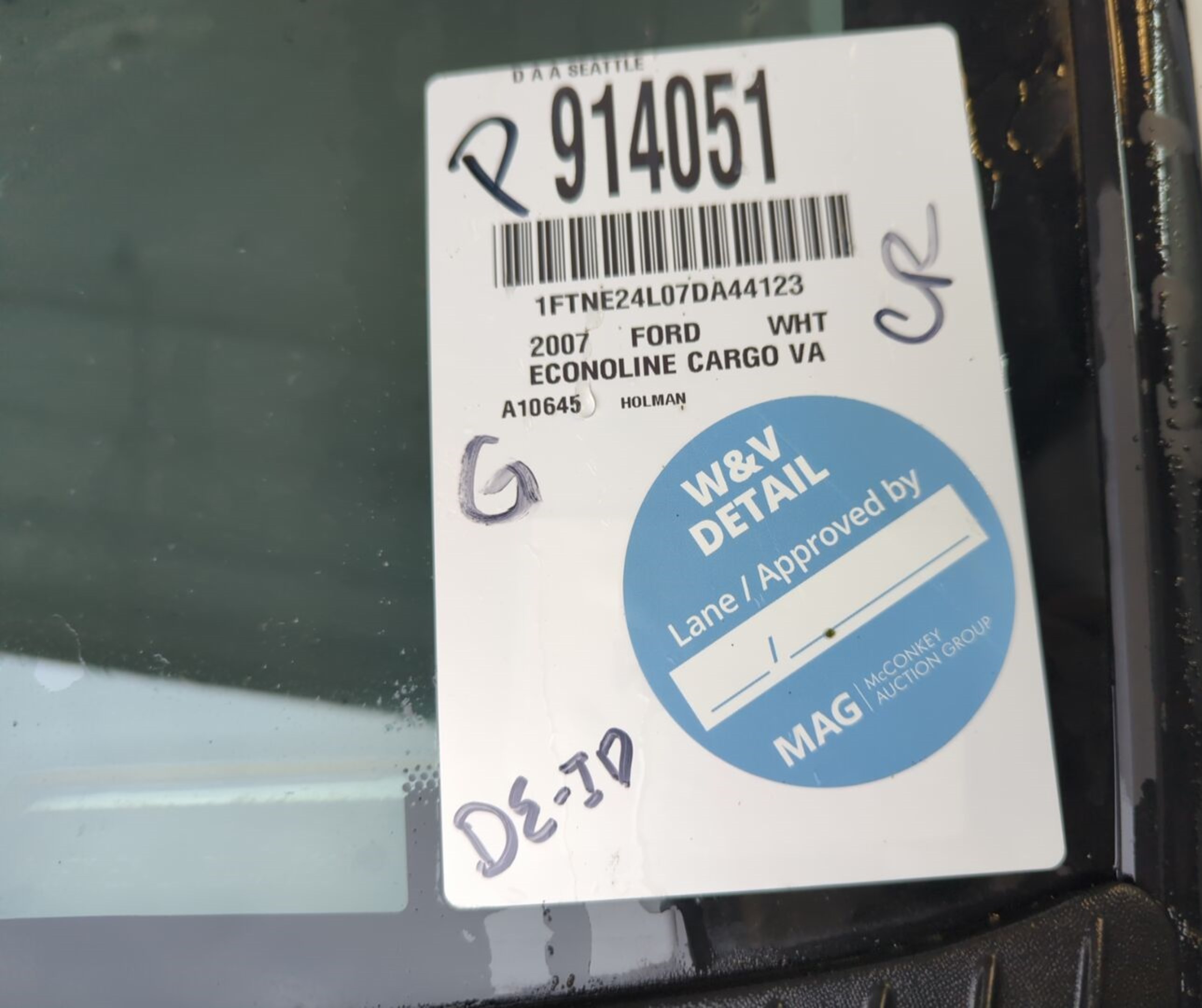 2007 Ford Econoline E250 Van vin: 1FTNE24L07DA44123