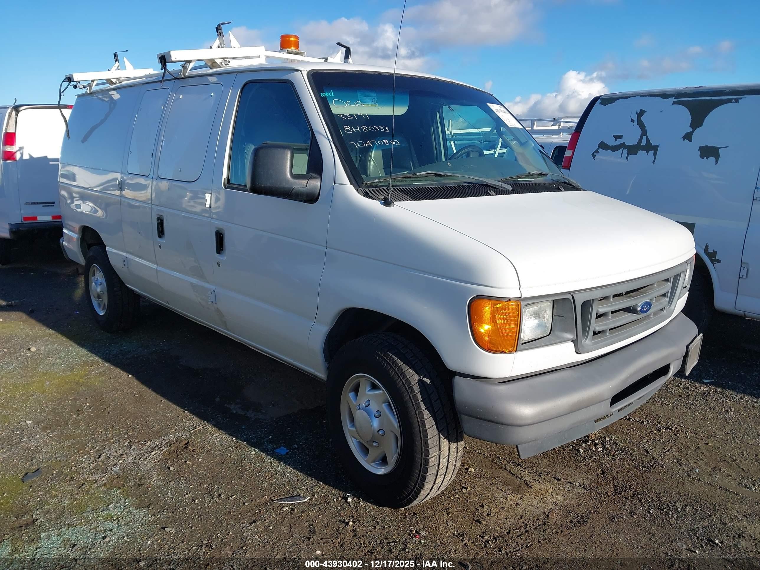 2007 Ford E-250 Commercial/recreational Белый vin: 1FTNE24L57DA70863
