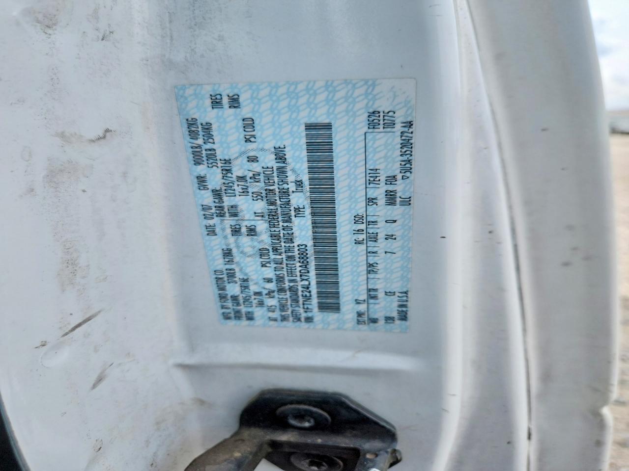 2007 Ford Econoline E250 Van White vin: 1FTNE24LX7DA68803