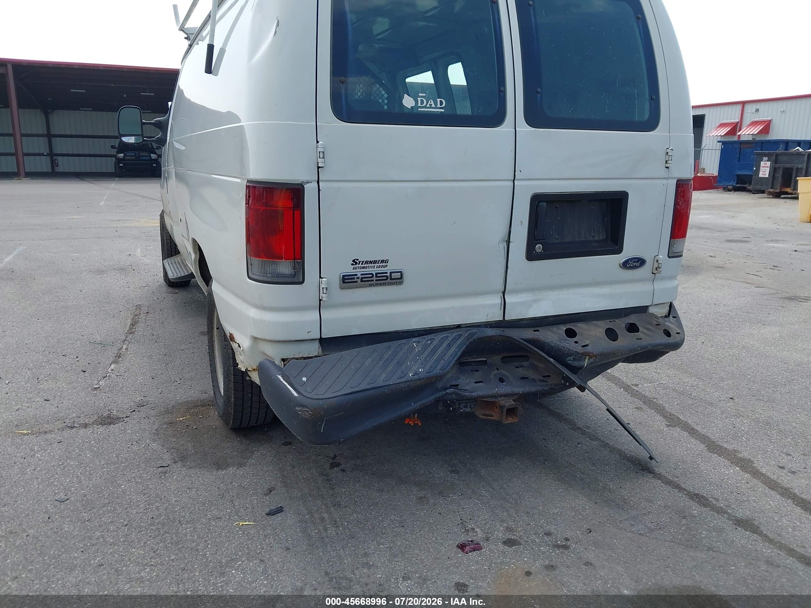 2007 Ford E-250 Commercial/recreational White vin: 1FTNE24W17DA46537