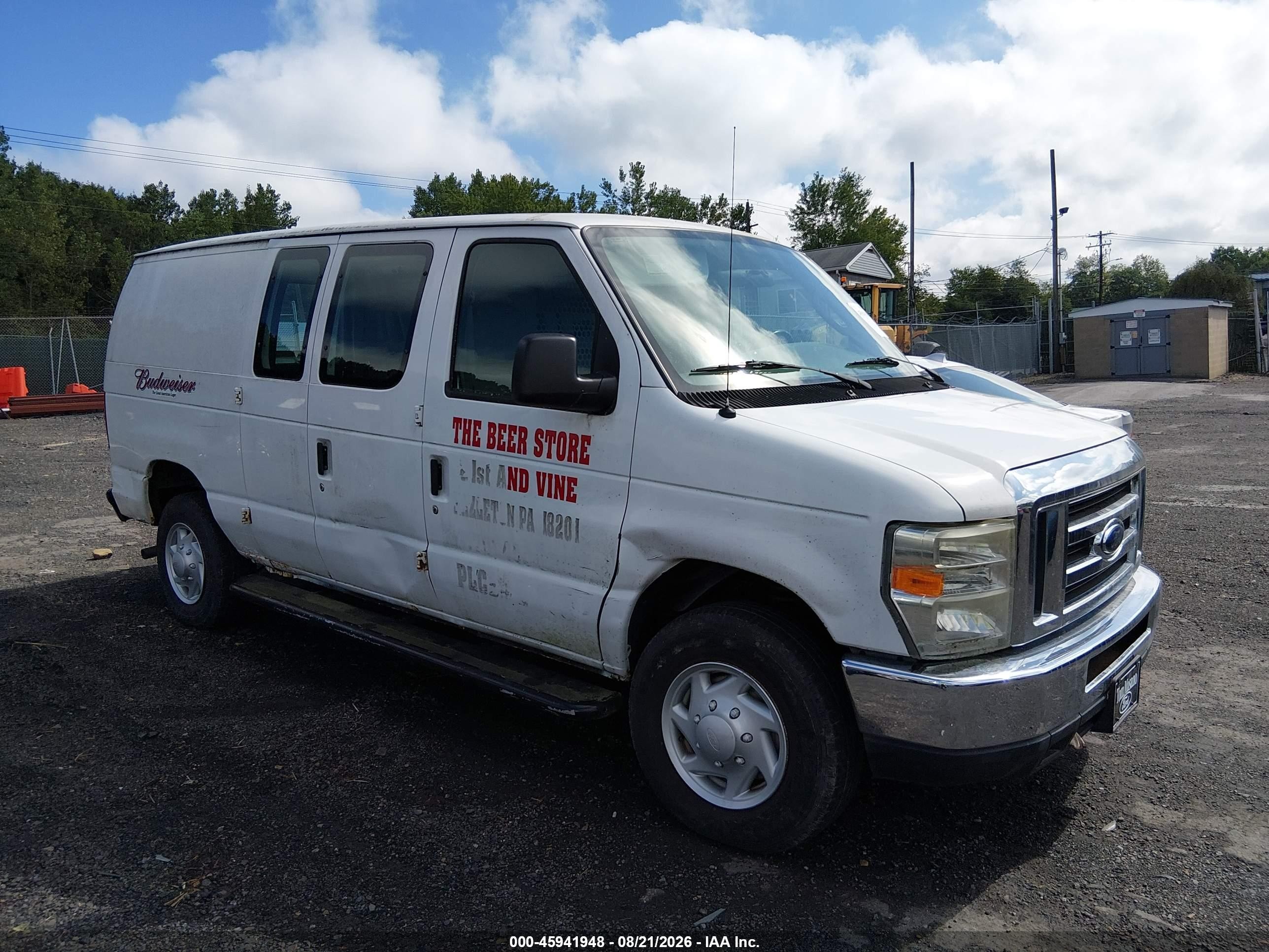 2008 Ford E-250 Commercial/recreational White vin: 1FTNE24W48DB03430