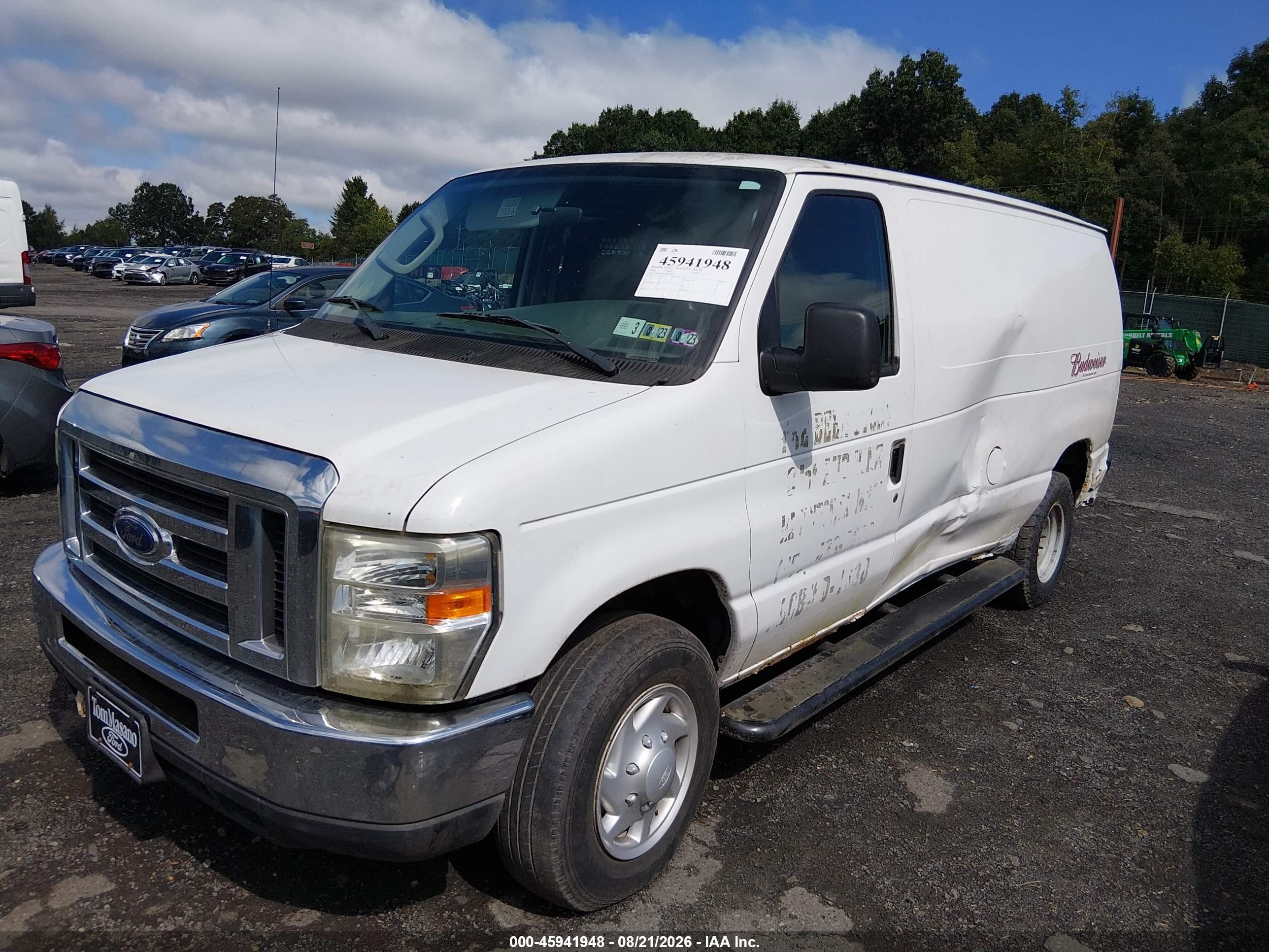 2008 Ford E-250 Commercial/recreational White vin: 1FTNE24W48DB03430