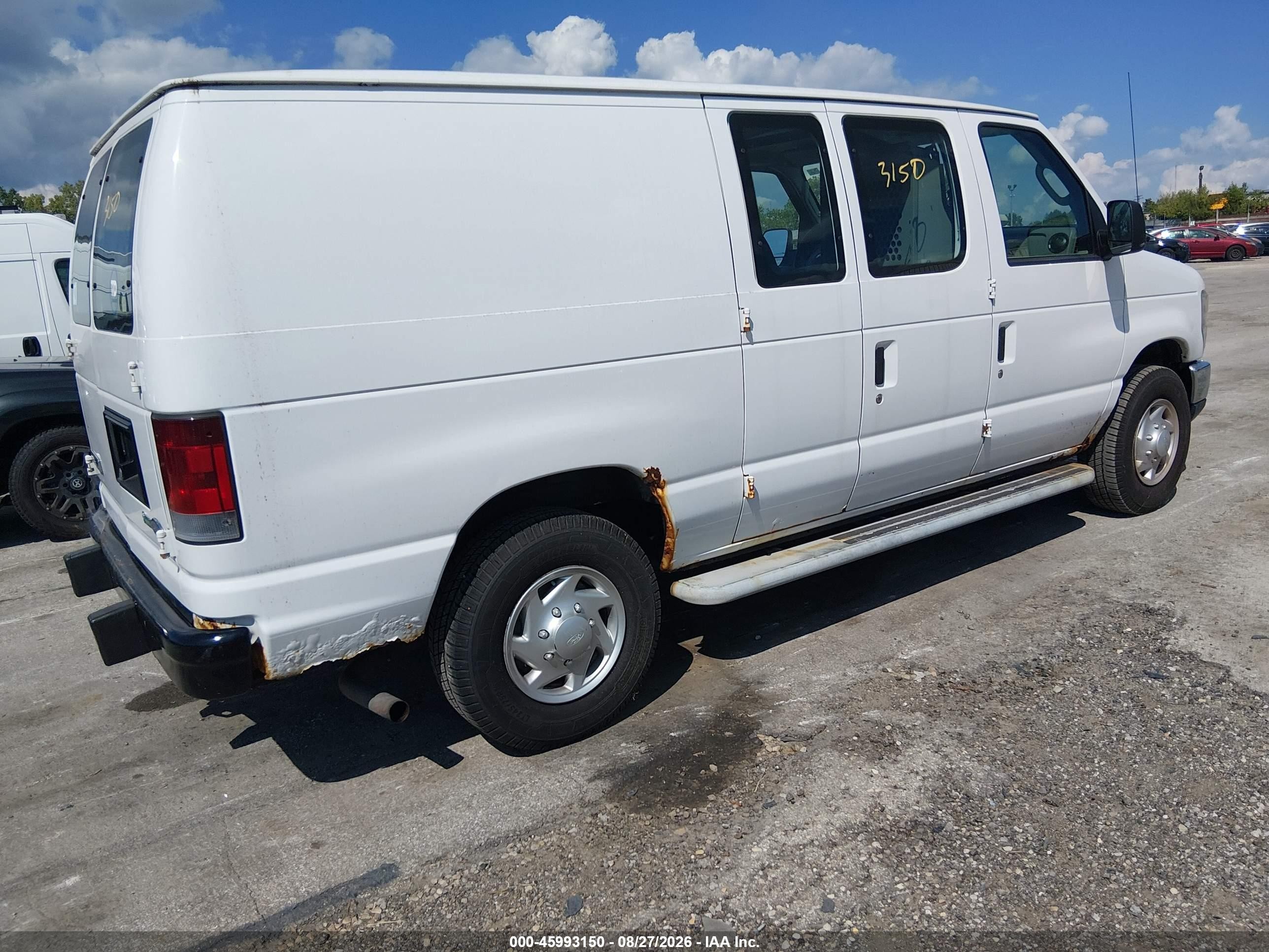 2009 Ford E-250 Commercial White vin: 1FTNE24W59DA48004