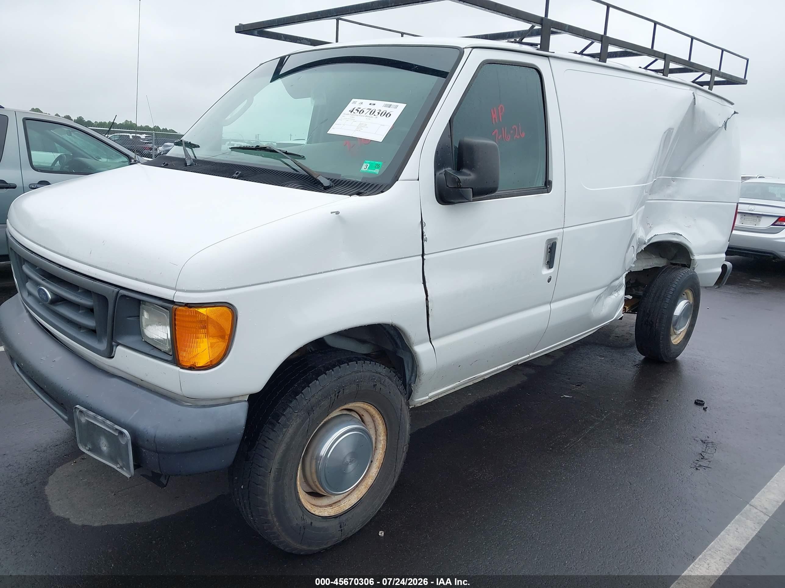 2005 Ford E-250 Commercial/recreational White vin: 1FTNE24W75HA86630