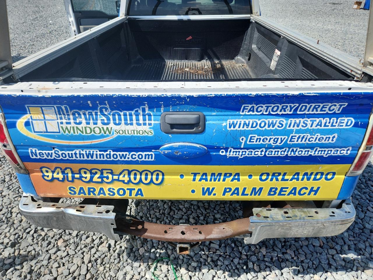 2014 Ford F150 White vin: 1FTNF1CF1EKE28035 Damage: Rear Metal Bumper Painted, Broken, Replacement Required