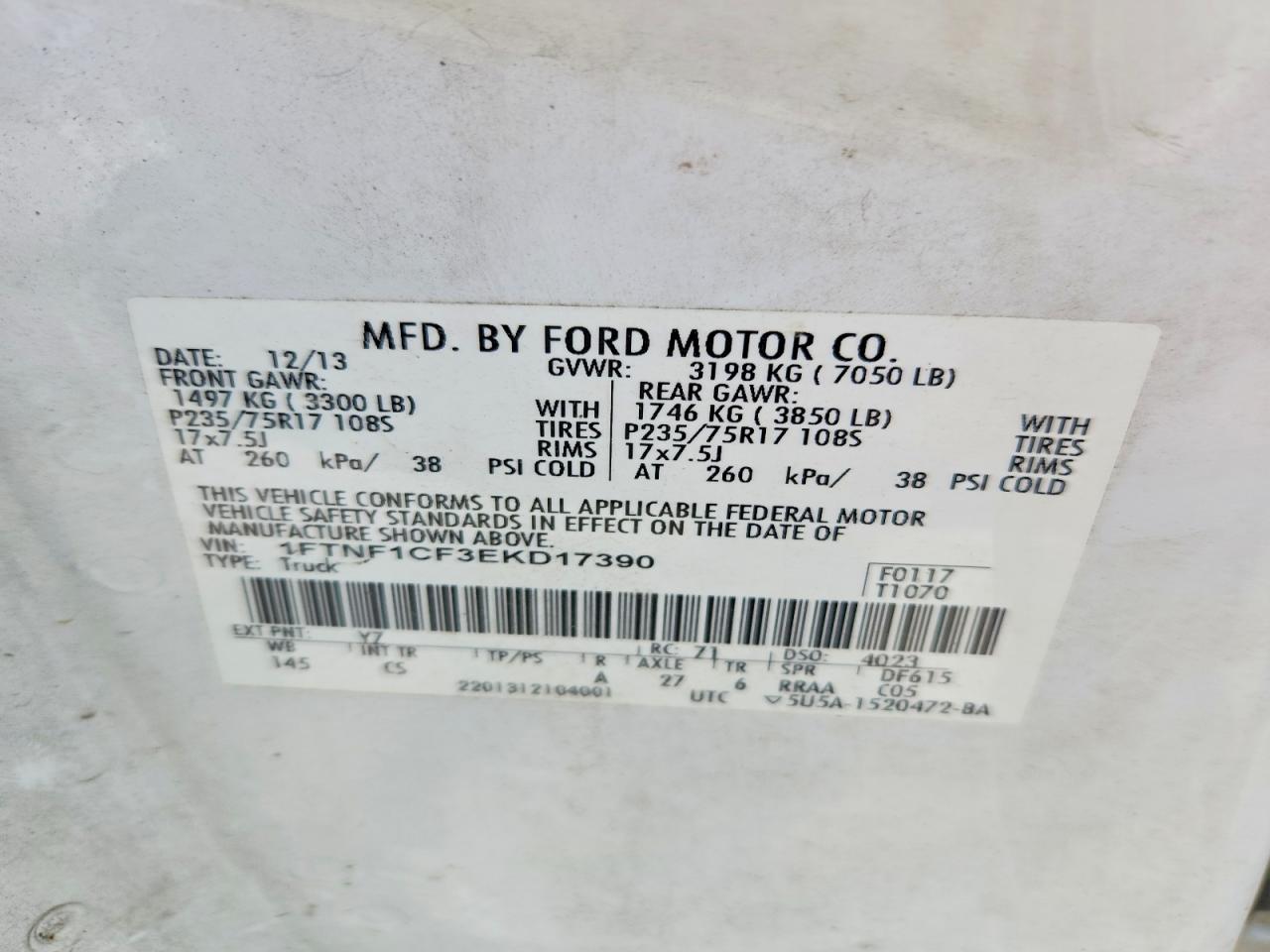 2014 Ford F150 Gold vin: 1FTNF1CF3EKD17390