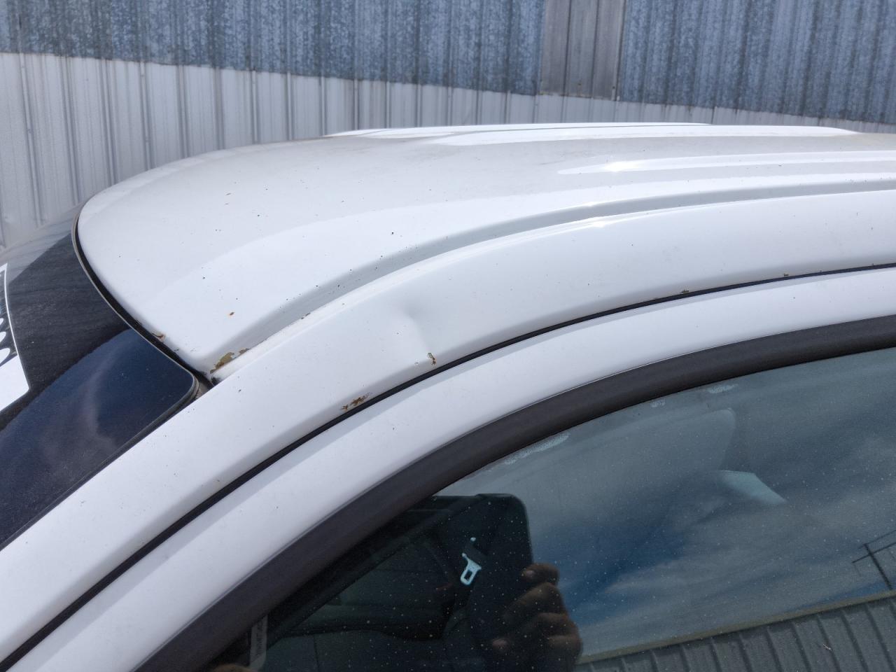 2014 Ford F150 White vin: 1FTNF1EF4EKG51084 Damage: Left Drip Rail, Dent(S) W/ Paint Dmg, 4 To 5 Inches