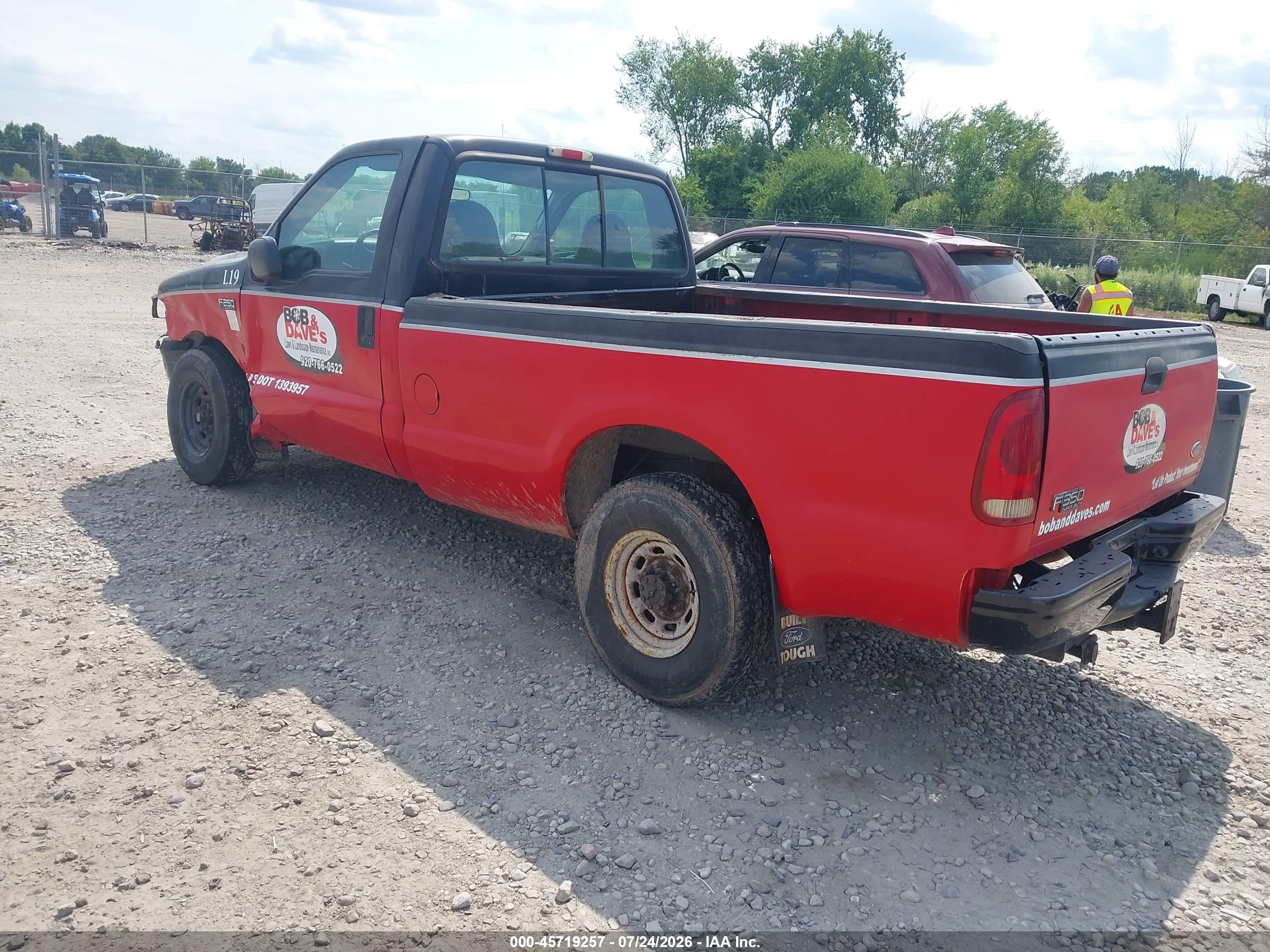 2001 Ford F-250 Xl/xlt Red vin: 1FTNF20L01EC09429