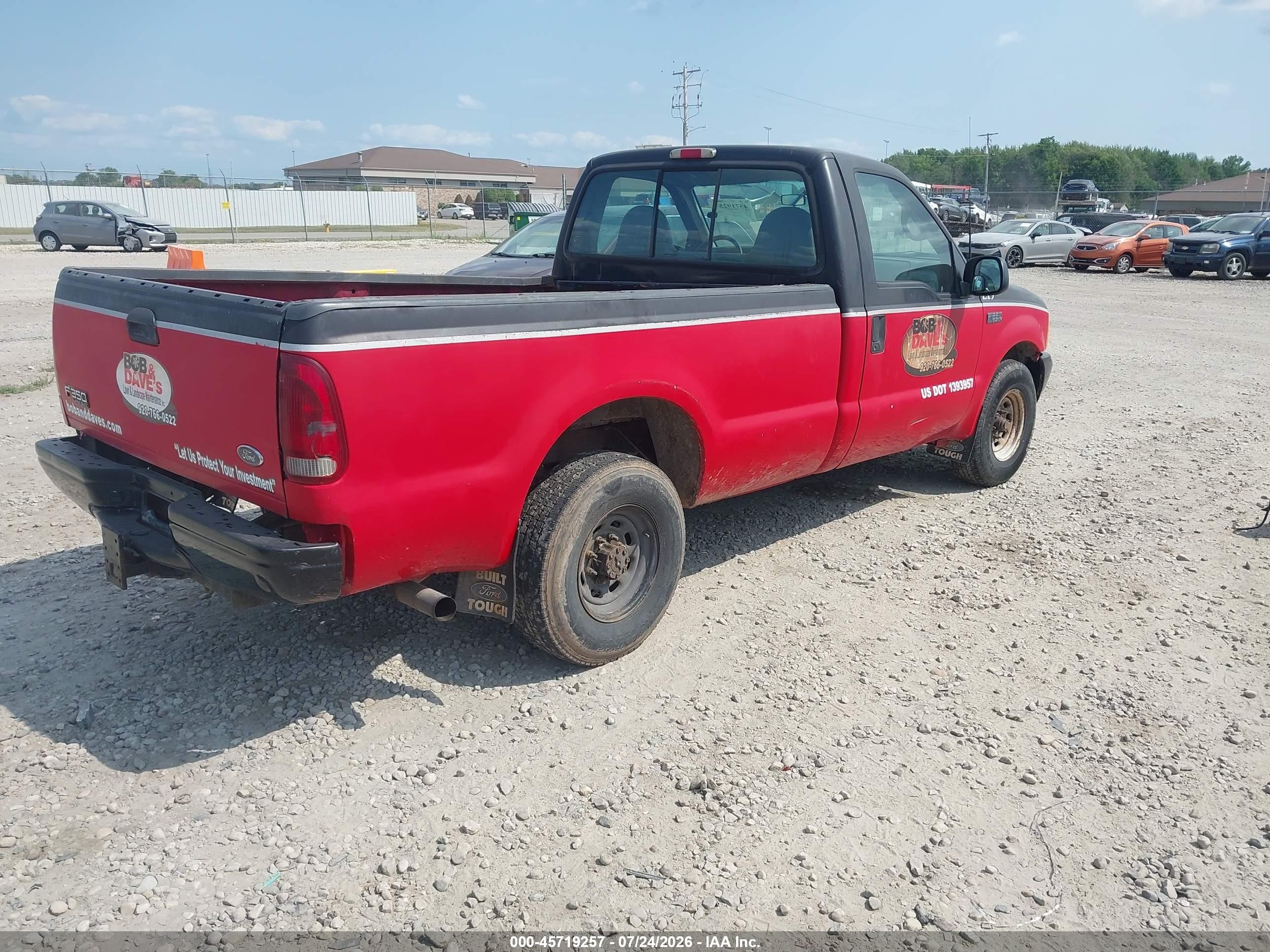 2001 Ford F-250 Xl/xlt Red vin: 1FTNF20L01EC09429