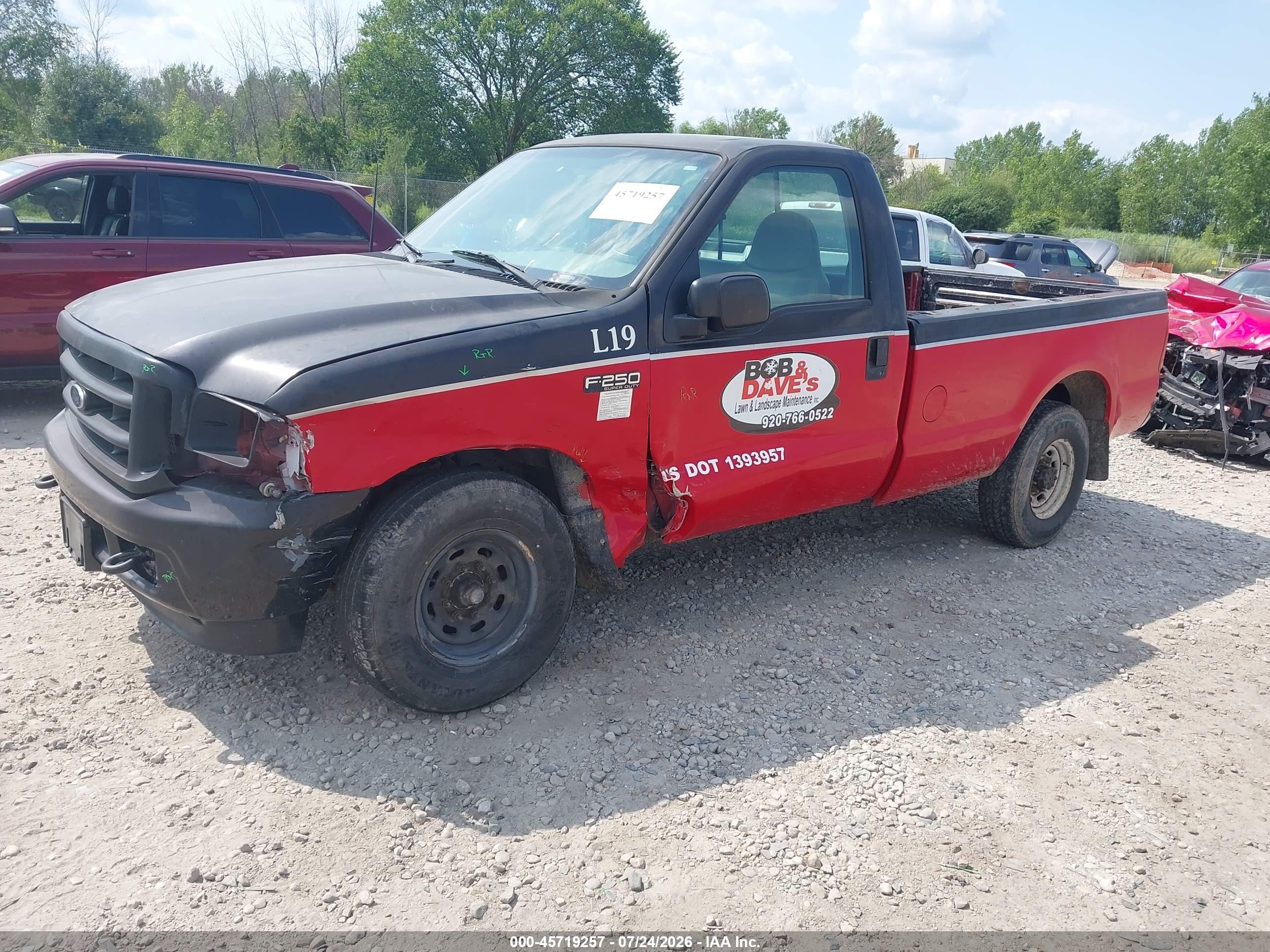 2001 Ford F-250 Xl/xlt Red vin: 1FTNF20L01EC09429