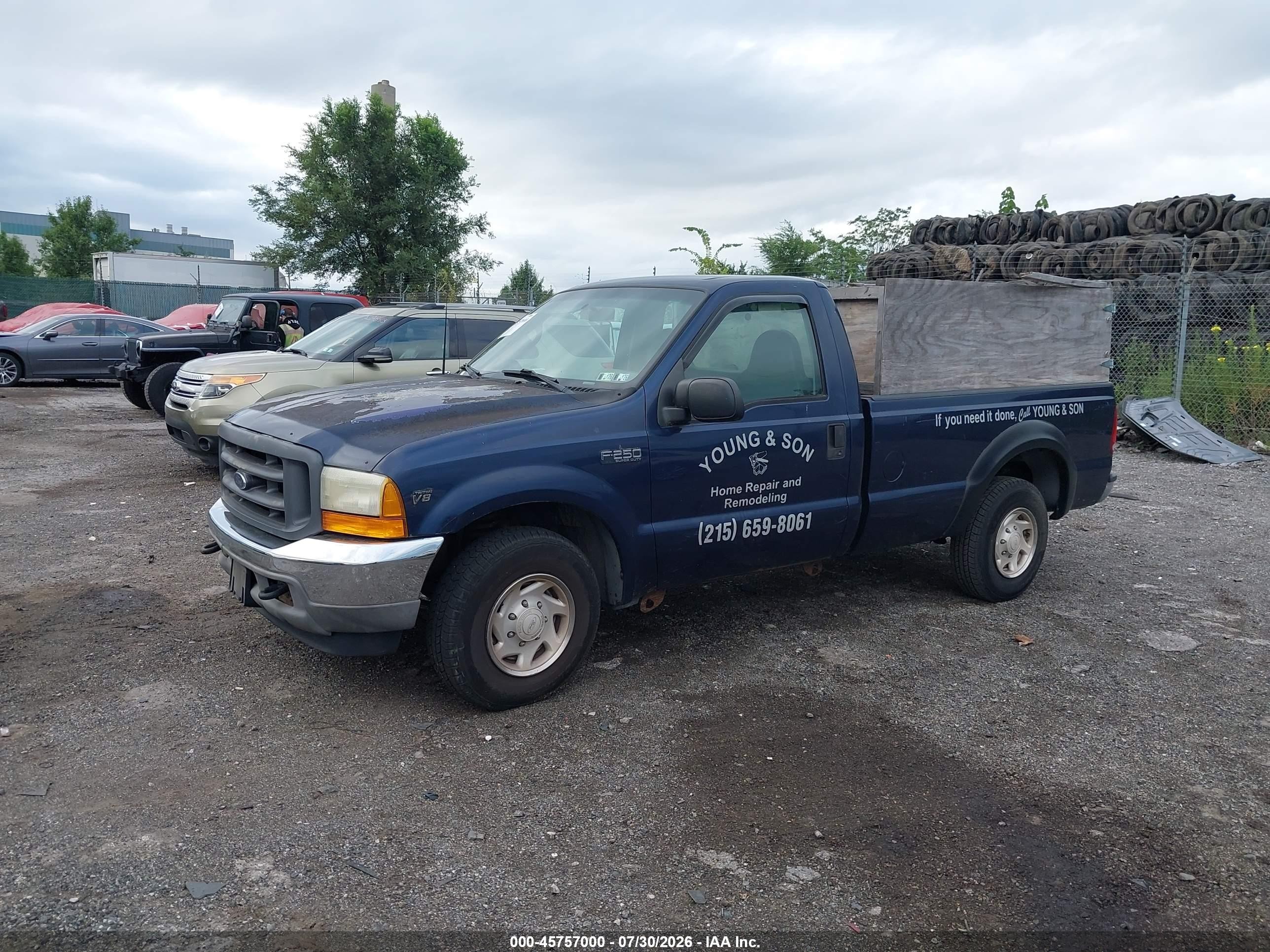 2001 Ford F-250   Blue vin: 1FTNF20LX1ED08226
