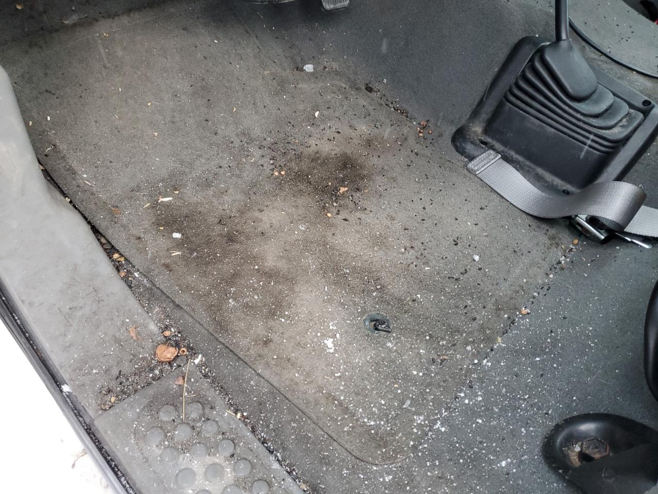 2005 Ford F250 Super Duty White vin: 1FTNF21585EB07169 Damage: Left Front Carpet, Stained, Permanent