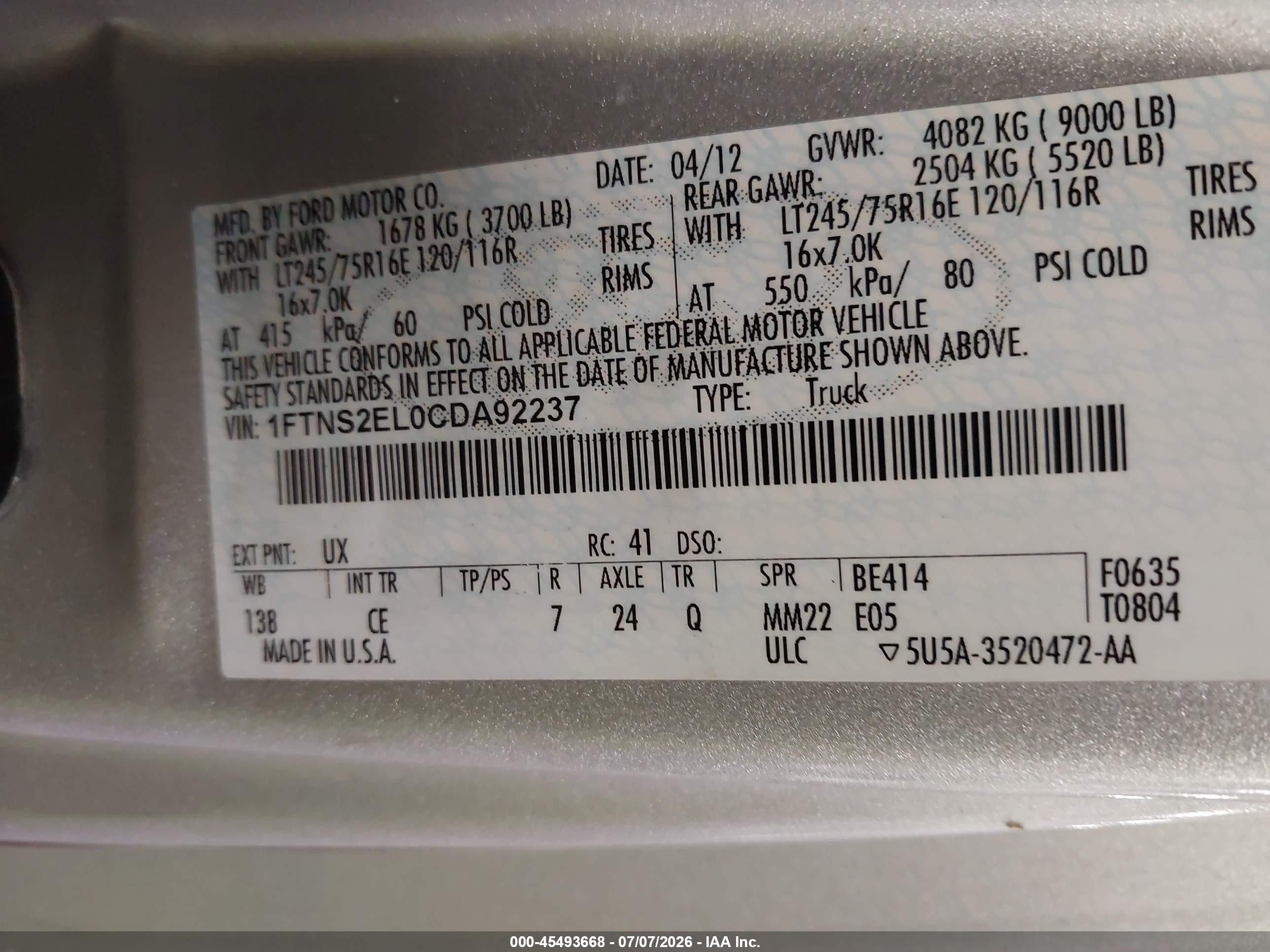 2012 Ford E-250   Silver vin: 1FTNS2EL0CDA92237