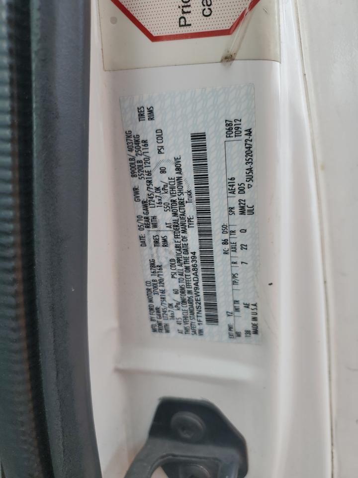 2010 Ford Econoline E250 Van White vin: 1FTNS2EW9ADA86394