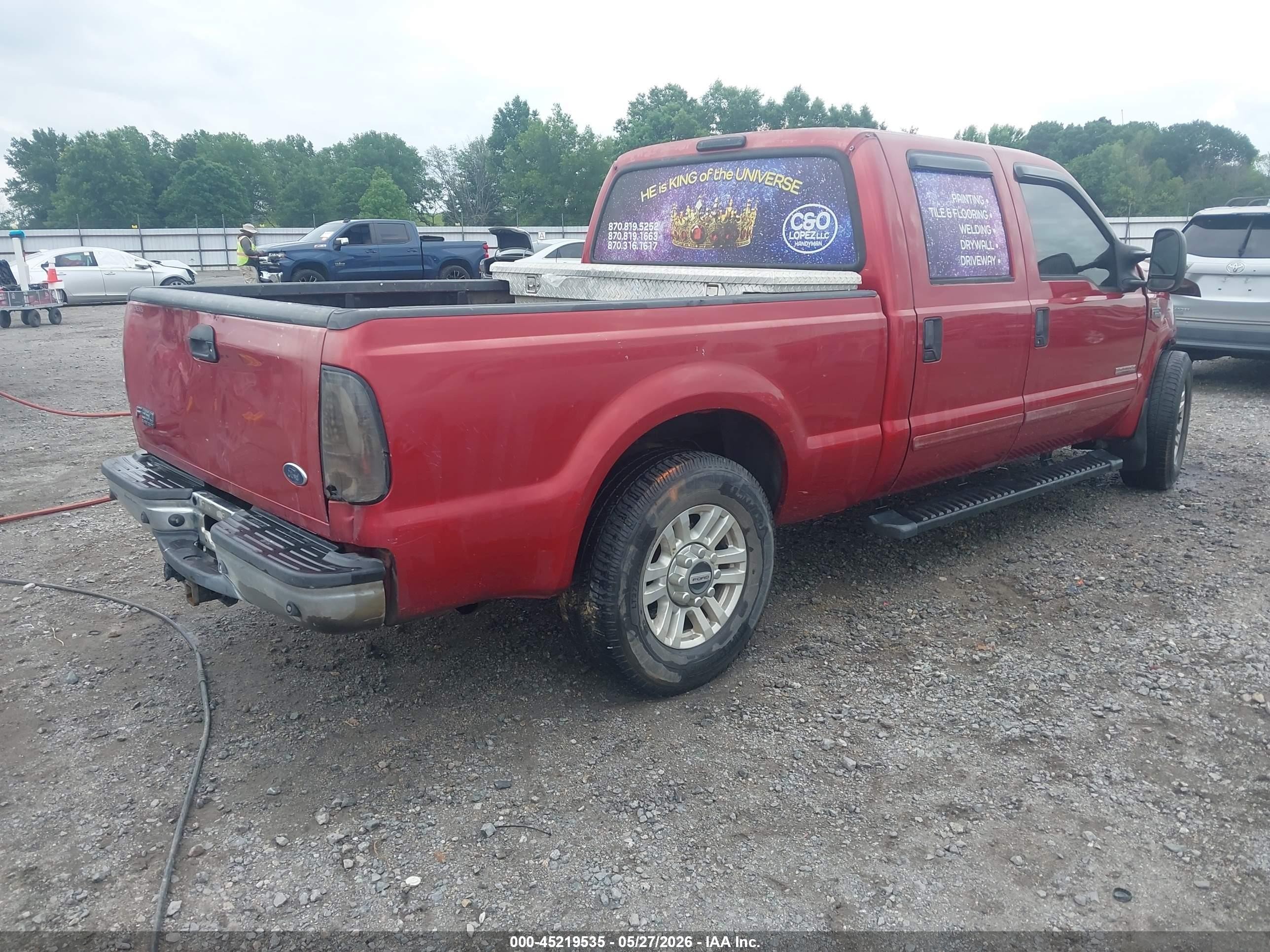 2003 Ford F-250 Lariat/xl/xlt Red vin: 1FTNW20P23EB51748