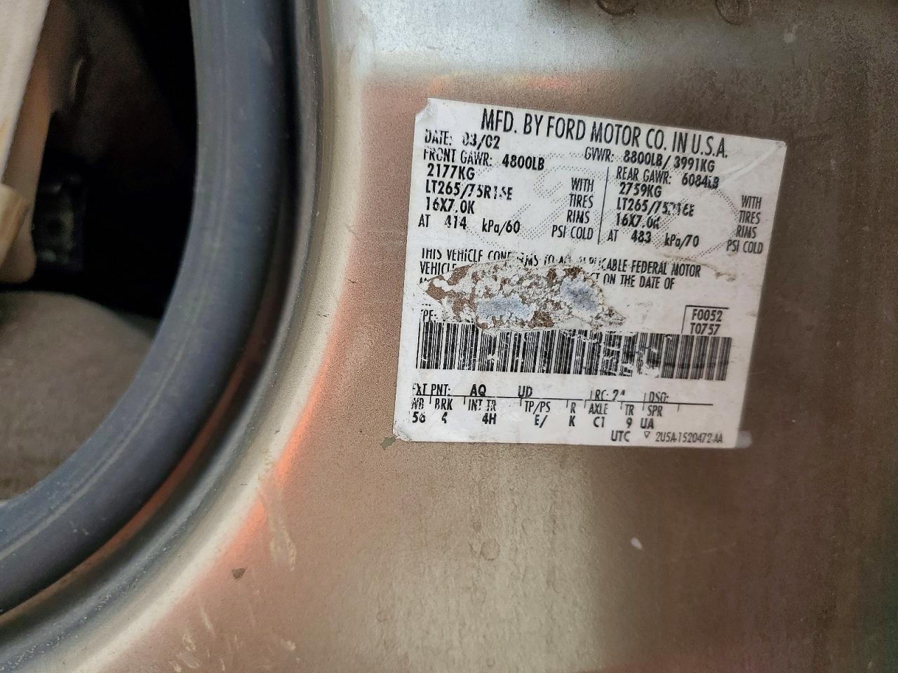 2002 Ford F250 Super Duty White vin: 1FTNW21F22EC45228
