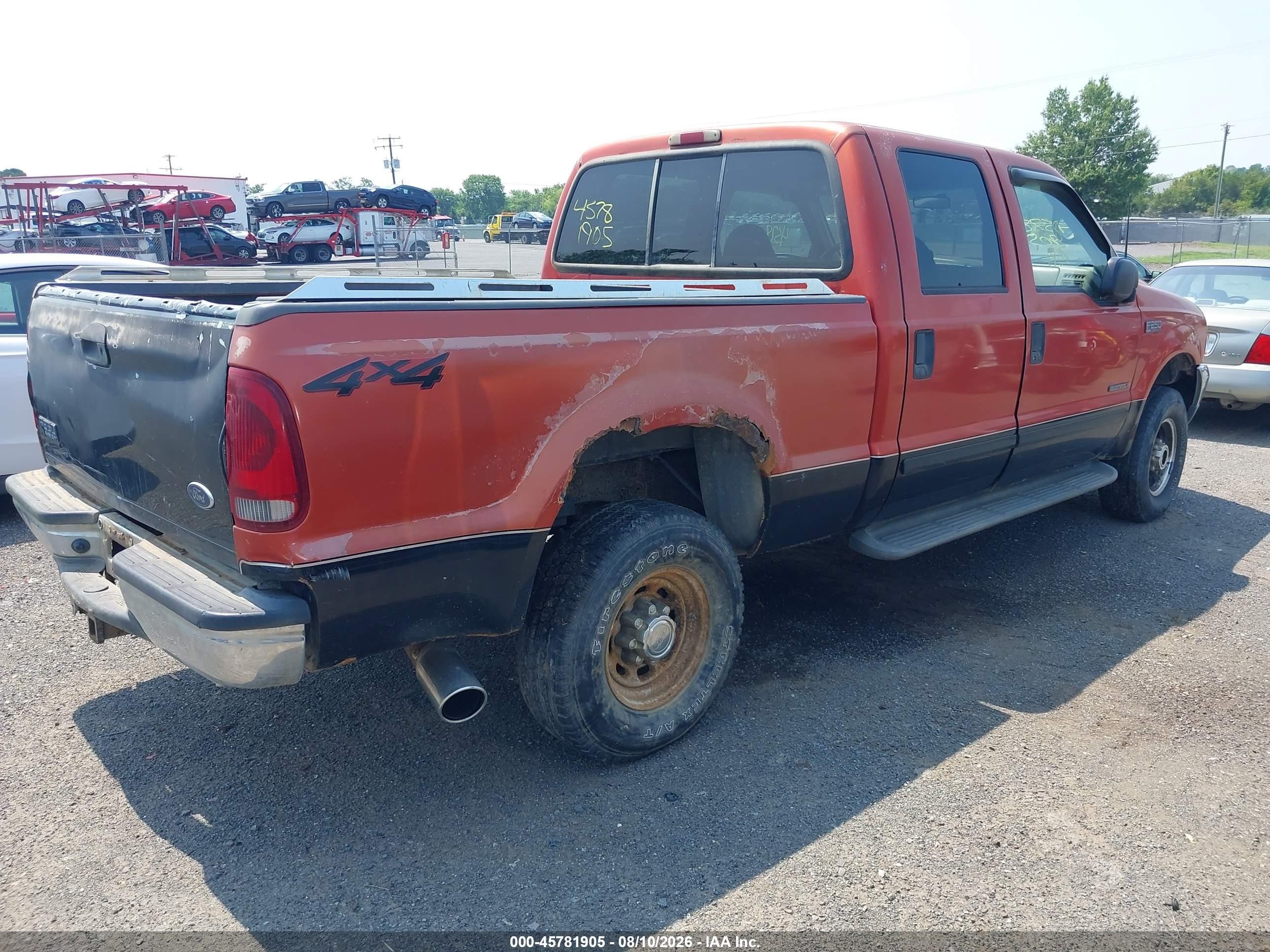 2001 Ford F-250 Lariat/xl/xlt Orange vin: 1FTNW21F61EB31179