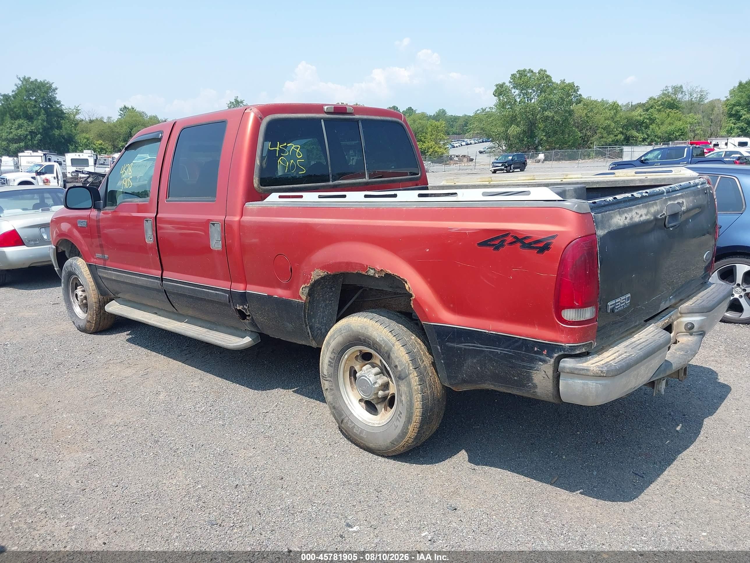 2001 Ford F-250 Lariat/xl/xlt Orange vin: 1FTNW21F61EB31179