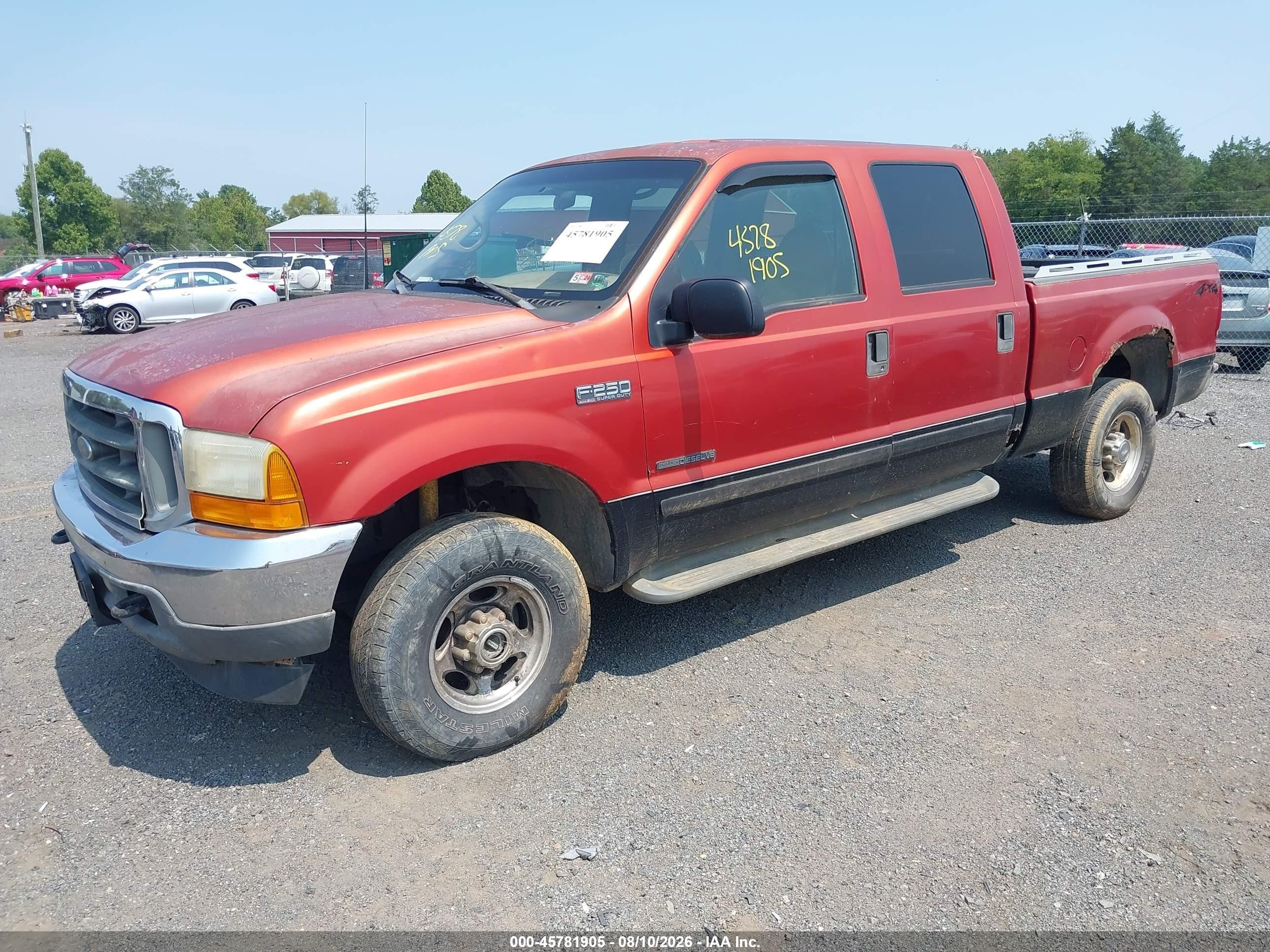 2001 Ford F-250 Lariat/xl/xlt Orange vin: 1FTNW21F61EB31179