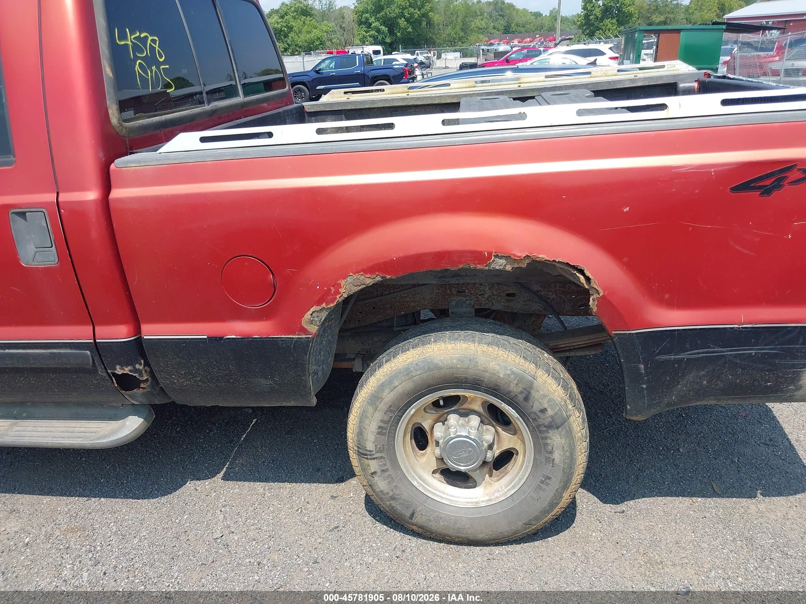 2001 Ford F-250 Lariat/xl/xlt Orange vin: 1FTNW21F61EB31179